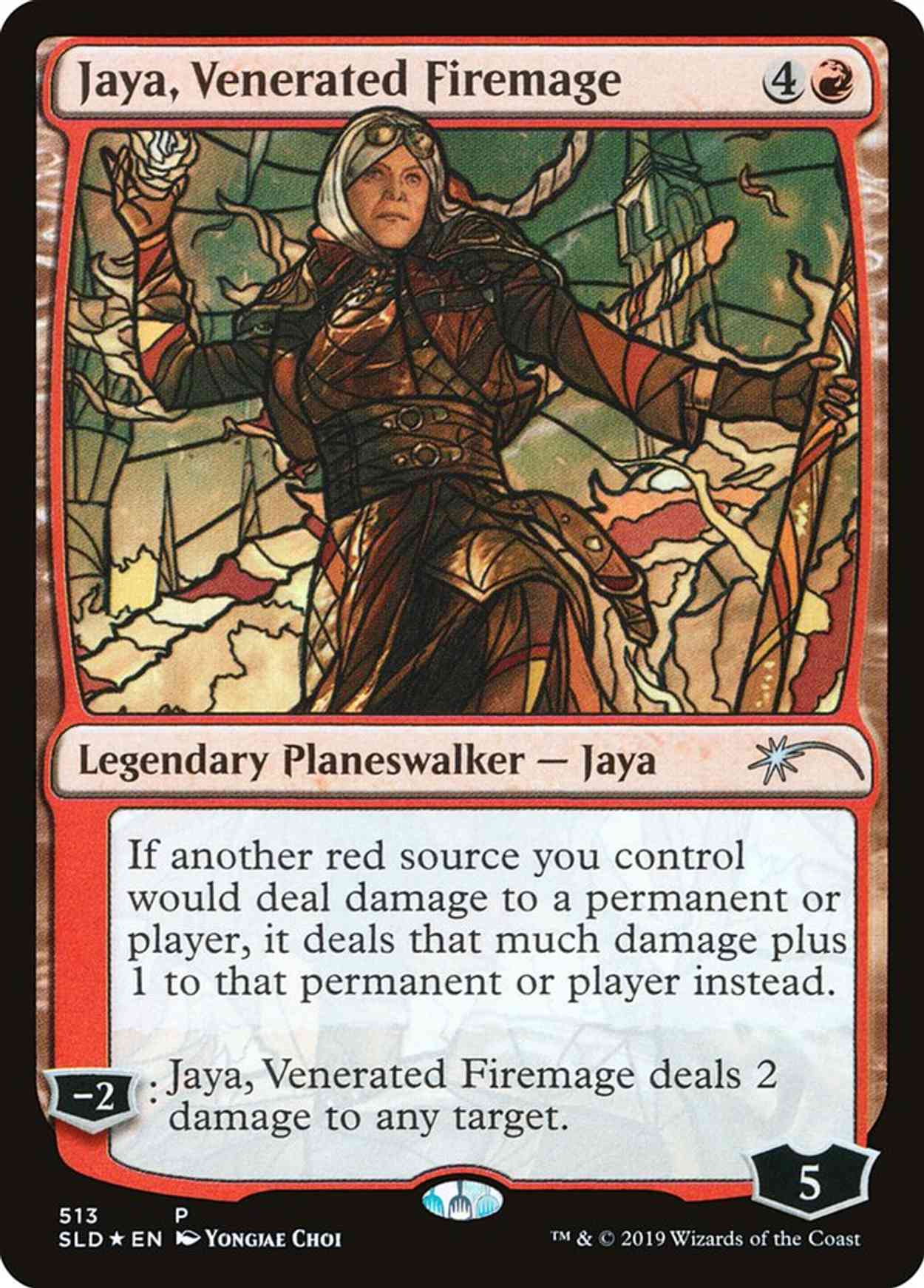 Jaya, Venerated Firemage (Stained Glass) magic card front