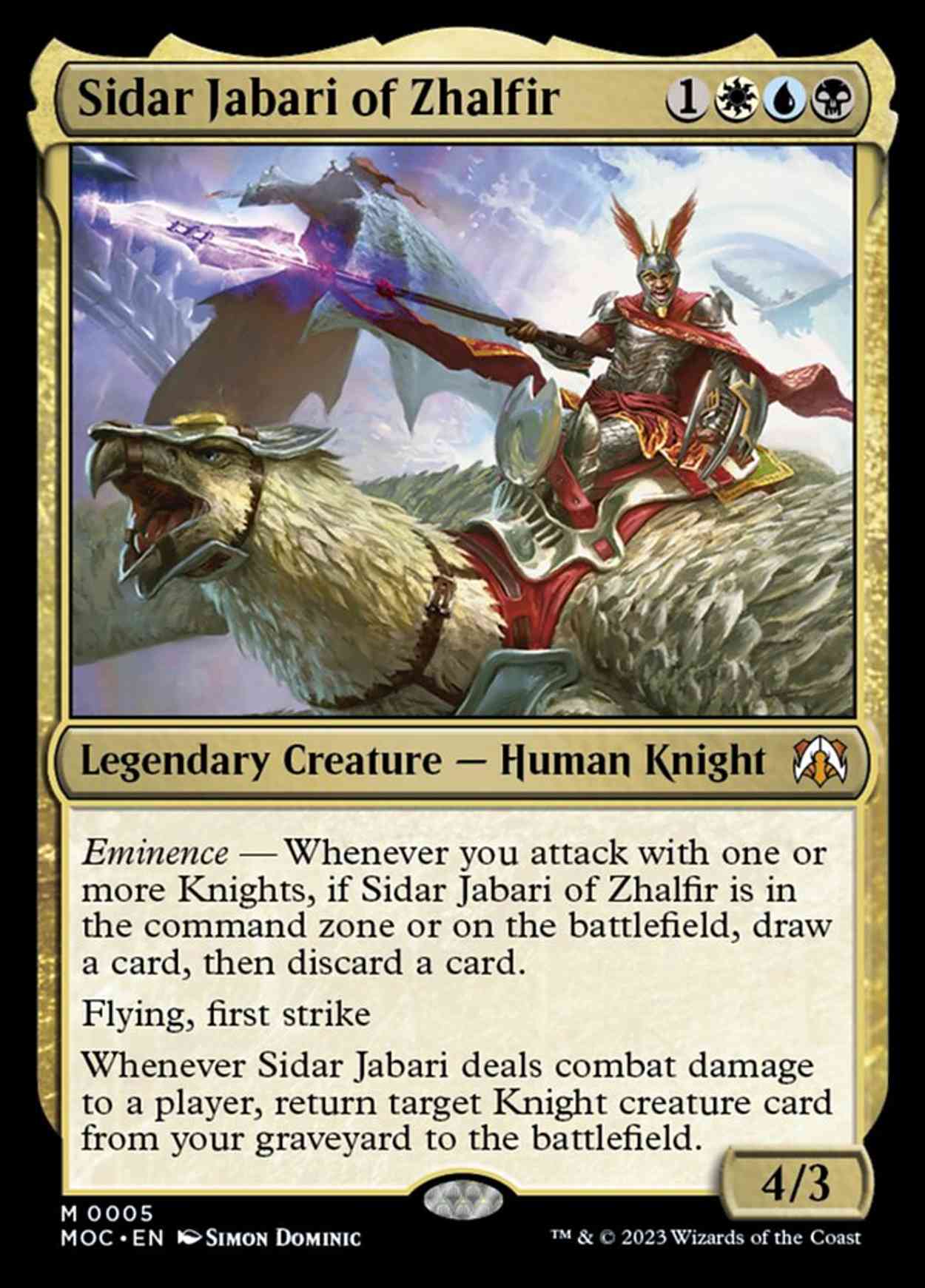 Sidar Jabari of Zhalfir magic card front