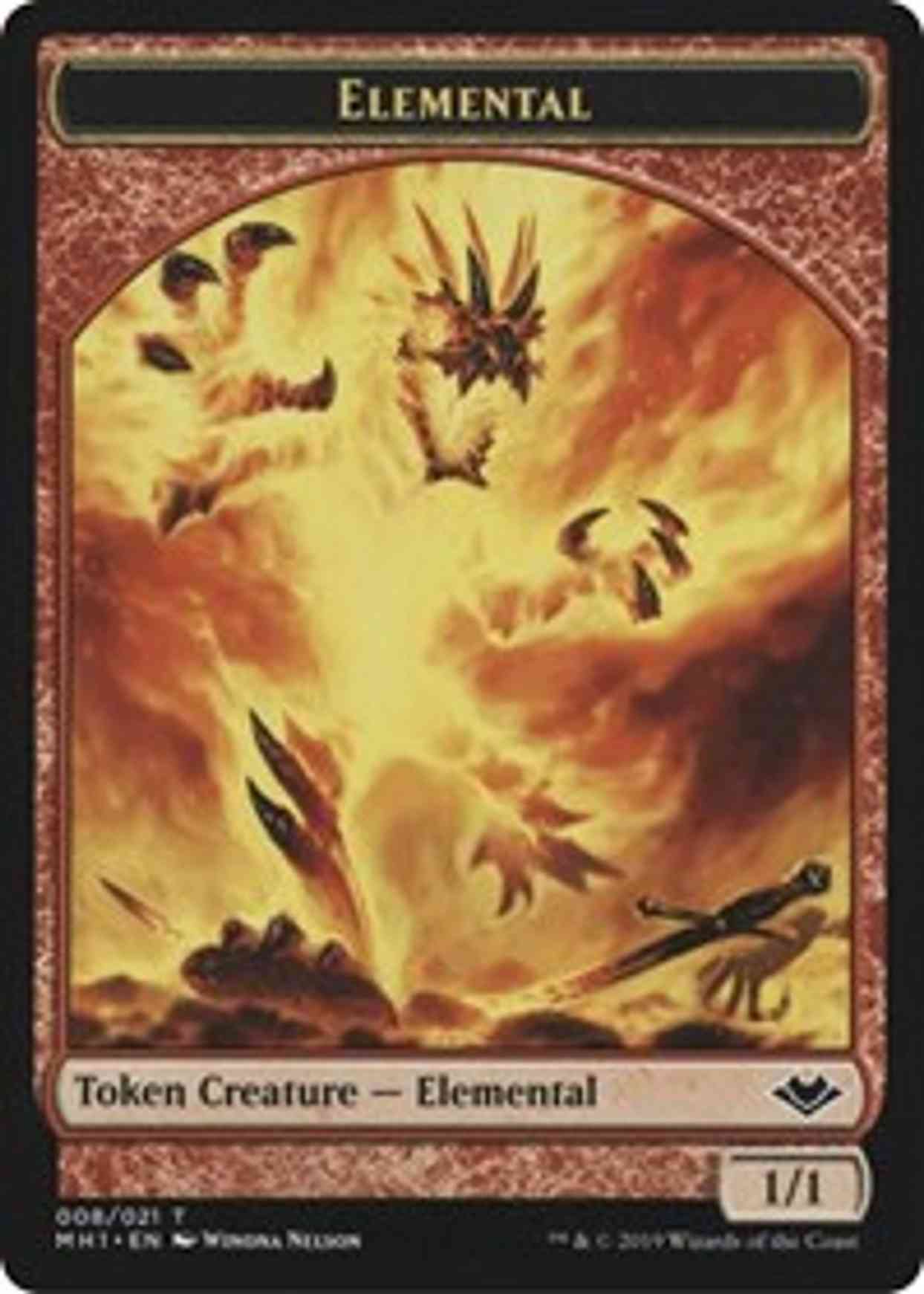 Elemental (008) // Emblem - Serra the Benevolent (020) Double-sided Token magic card front