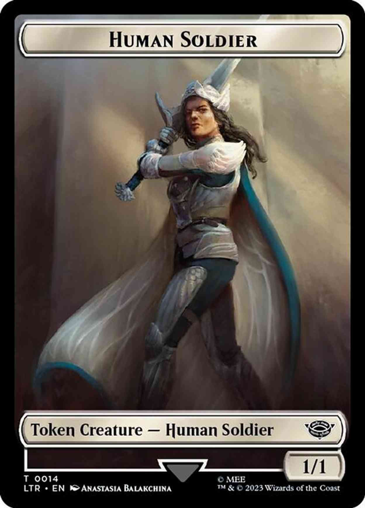 Human Soldier (0014) // Food (0024) Double-Sided Token (Surge Foil) magic card front