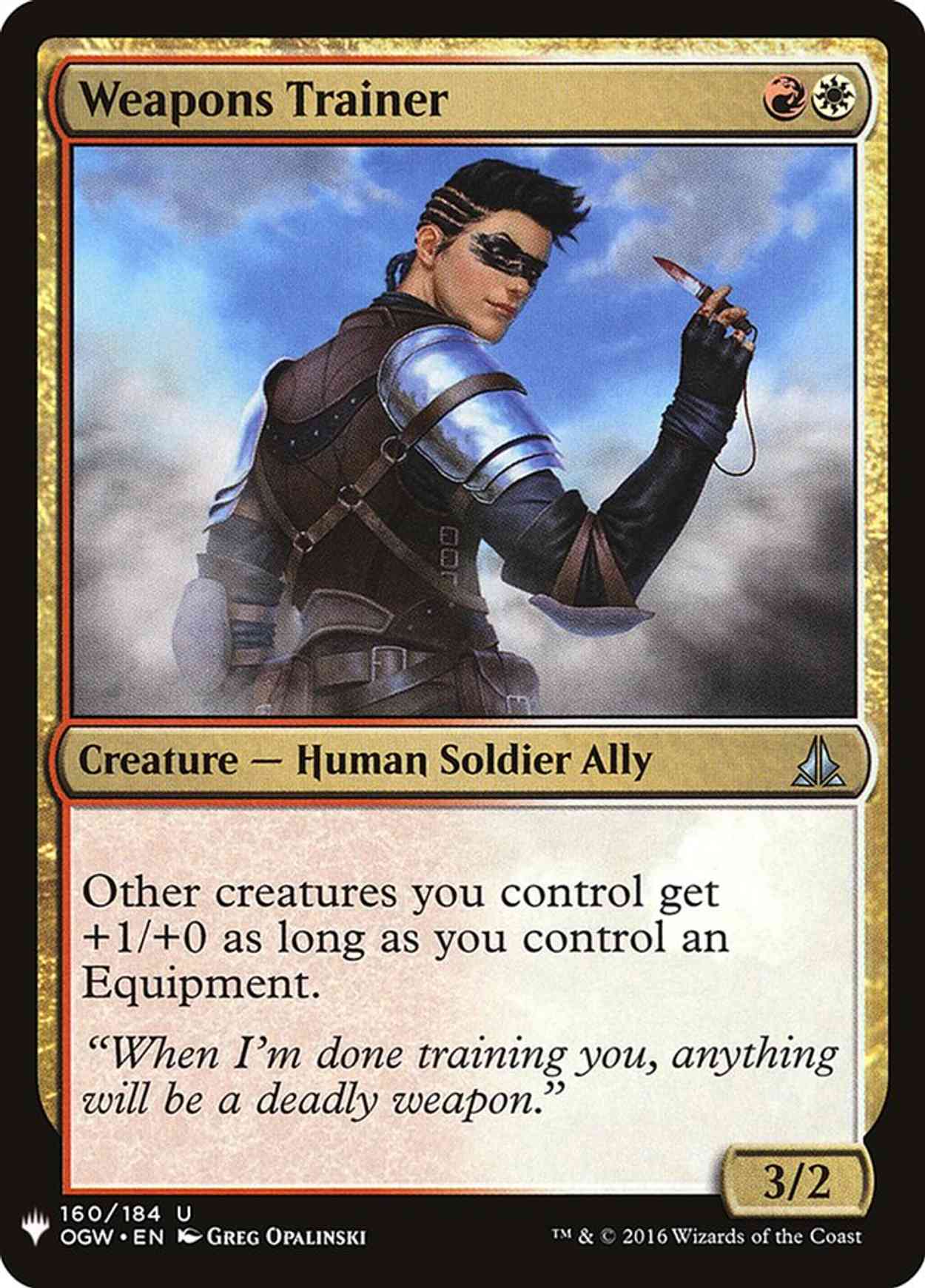 Weapons Trainer magic card front