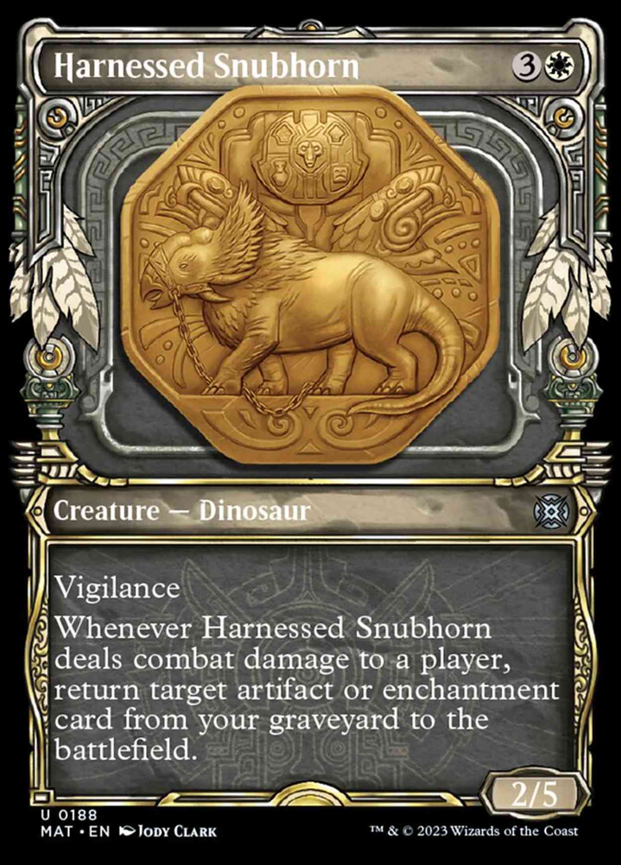 Harnessed Snubhorn (Halo Foil) magic card front