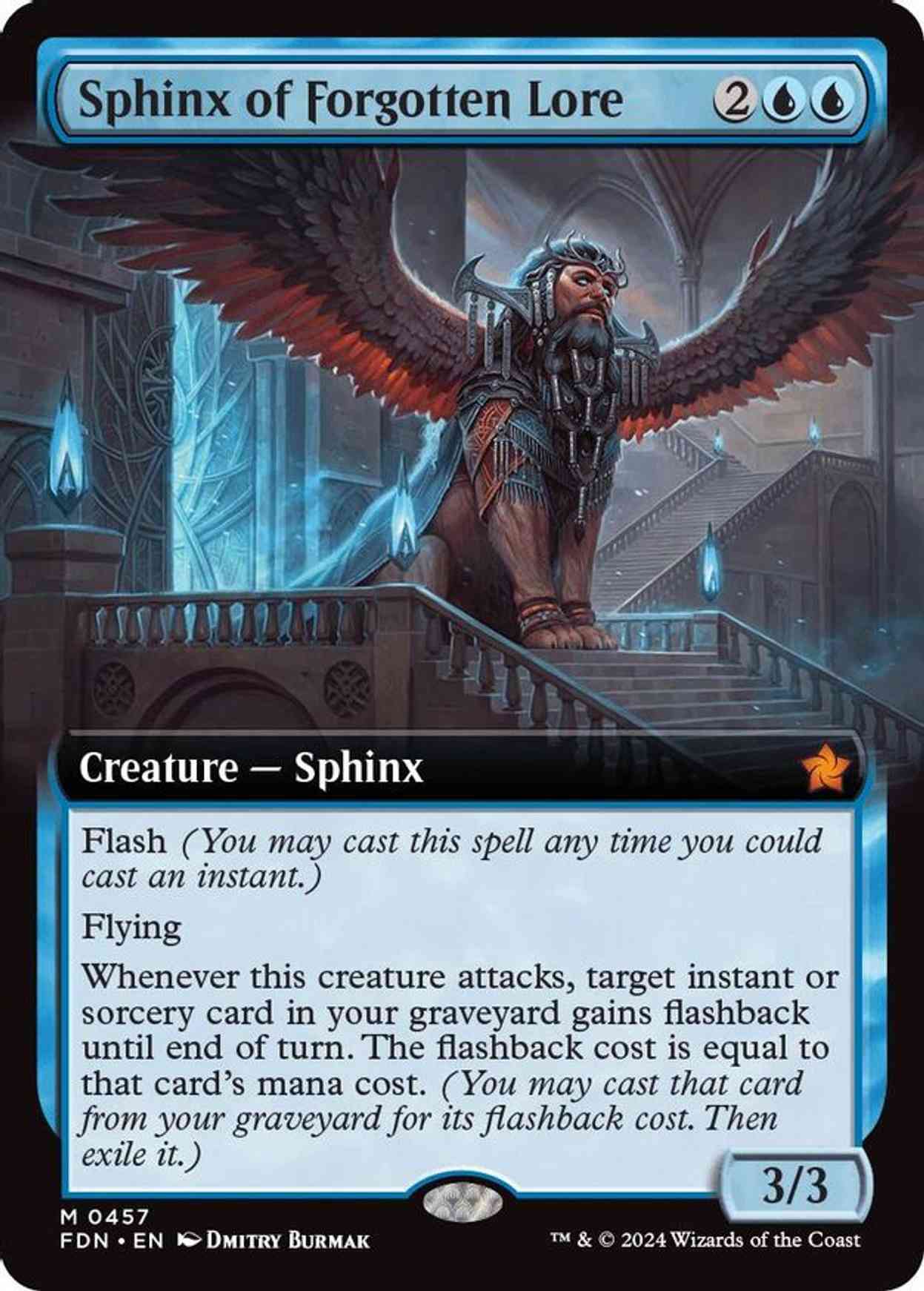 Sphinx of Forgotten Lore (Extended Art) magic card front