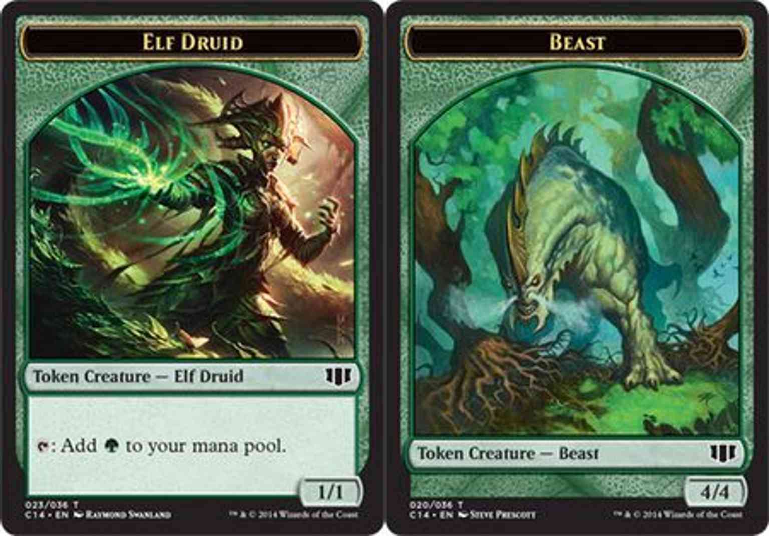 Elf Druid // Beast (4/4) Double-sided Token magic card front