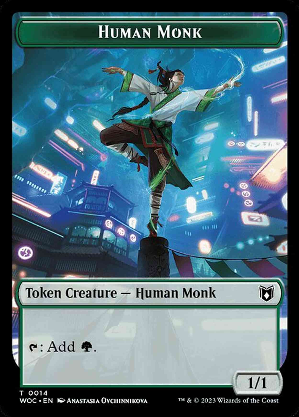 Human Monk // Saproling Double-Sided Token magic card front