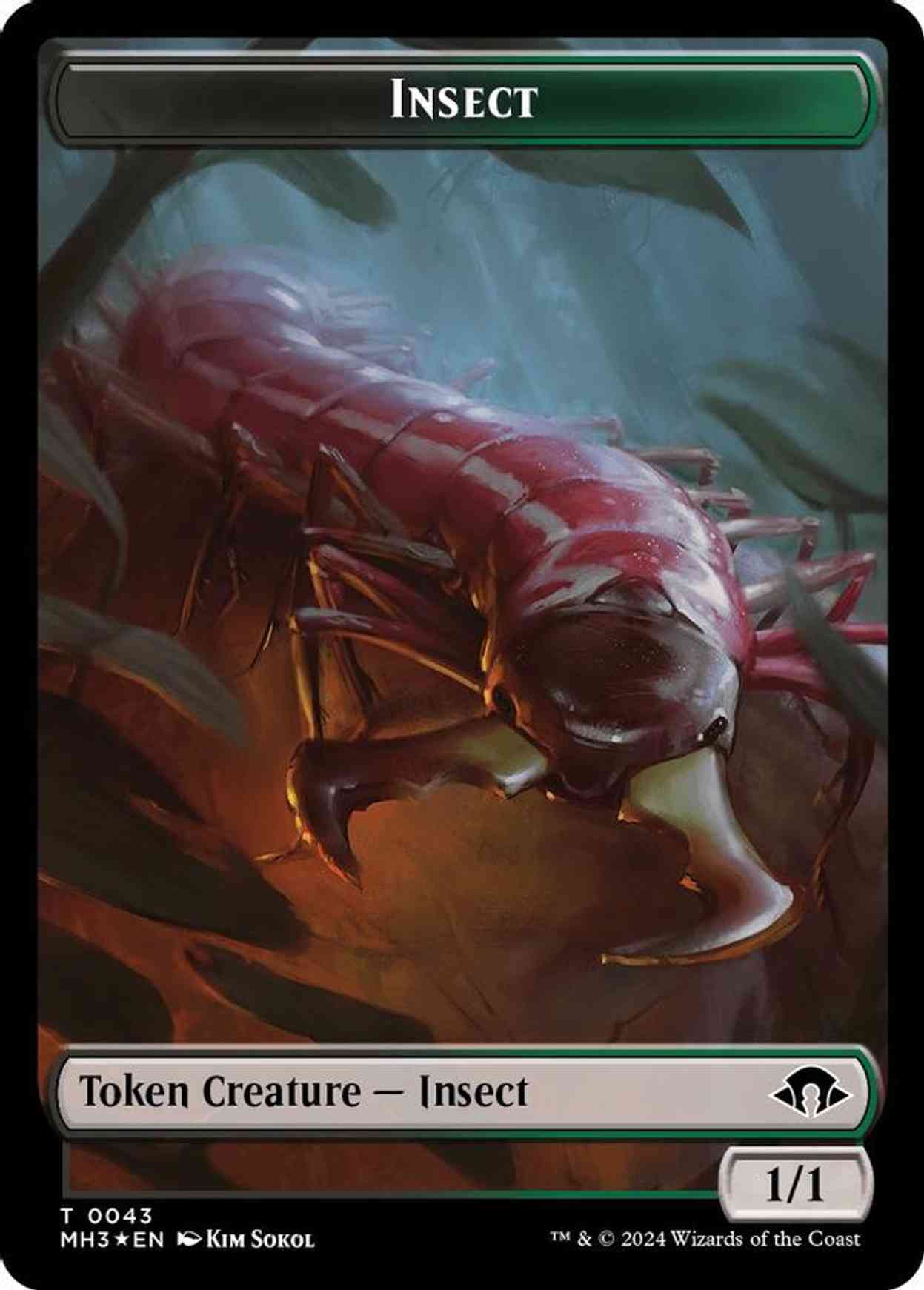 Insect (0043) (Ripple Foil) // Zombie Double-Sided Token magic card front