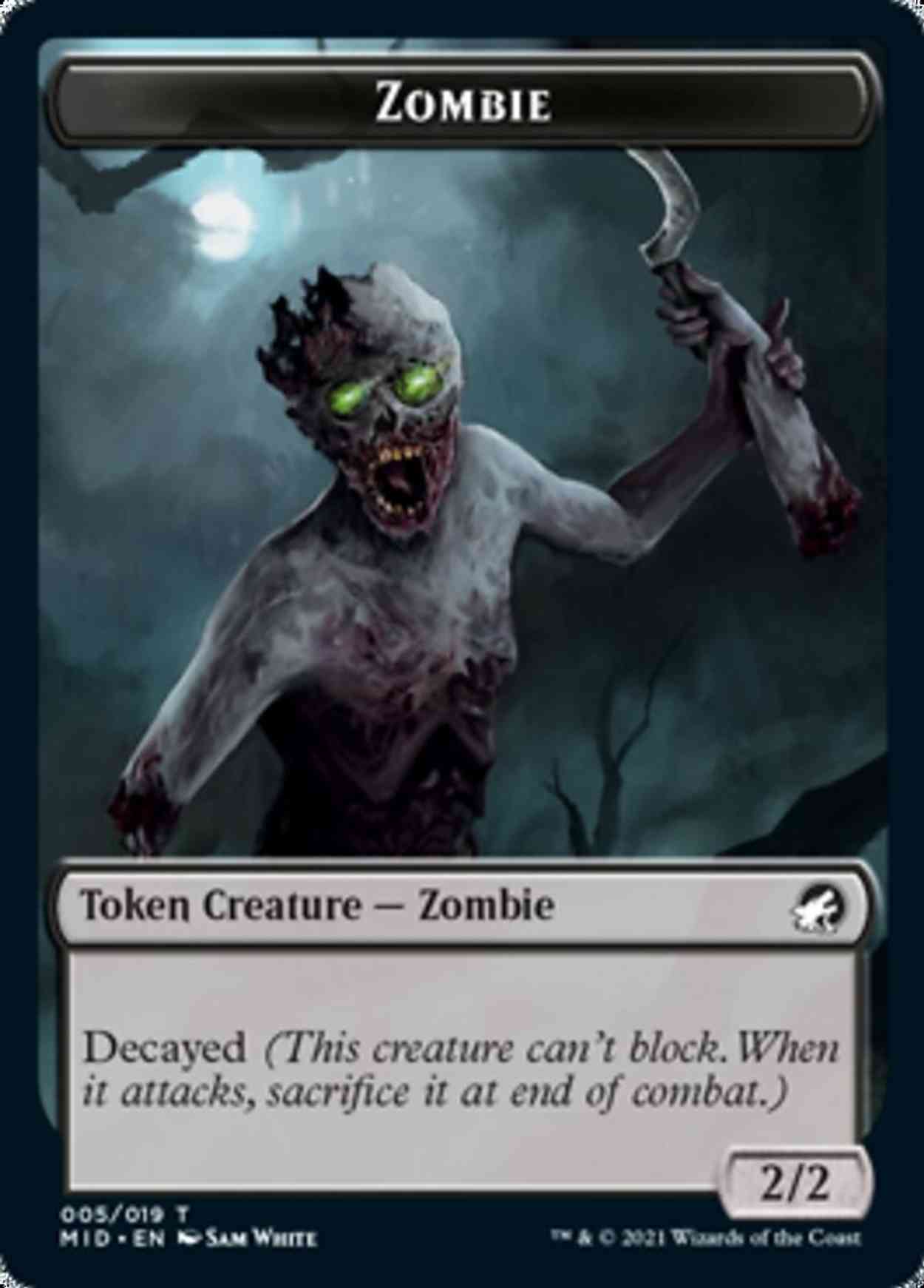 Zombie (005) // Emblem - Teferi, Who Slows the Sunset Double-sided Token magic card front