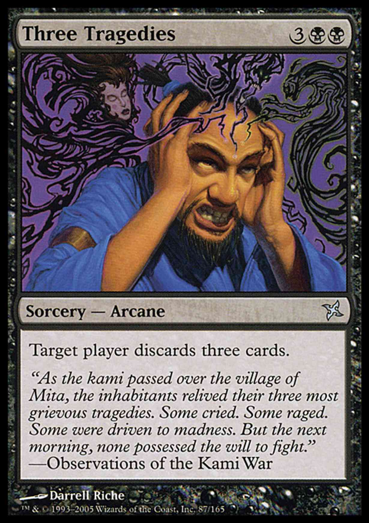 Three Tragedies magic card front