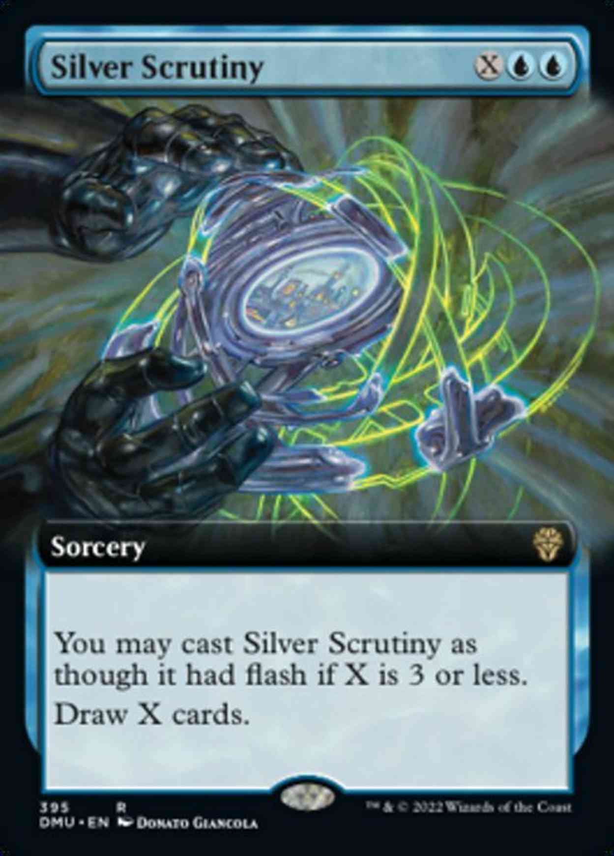 Silver Scrutiny (Extended Art) magic card front