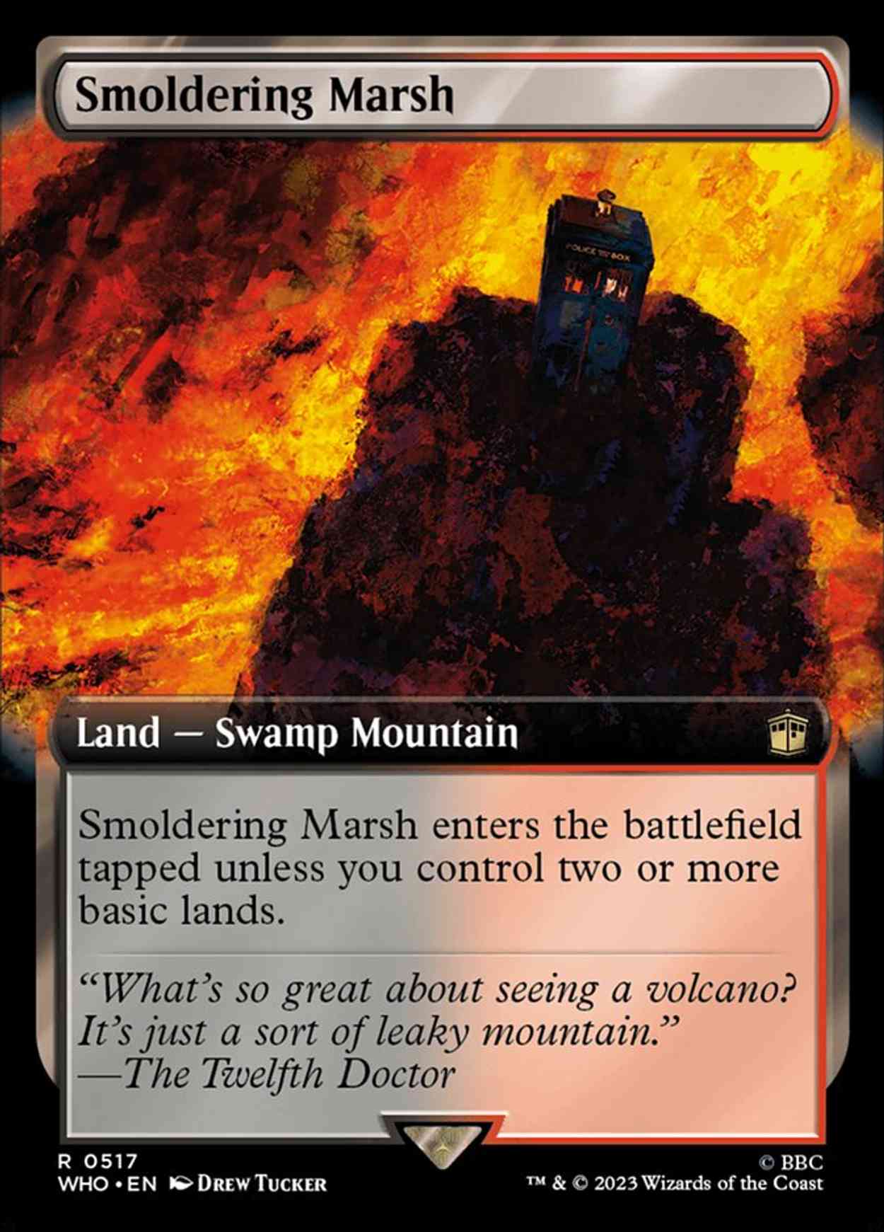 Smoldering Marsh (Extended Art) magic card front