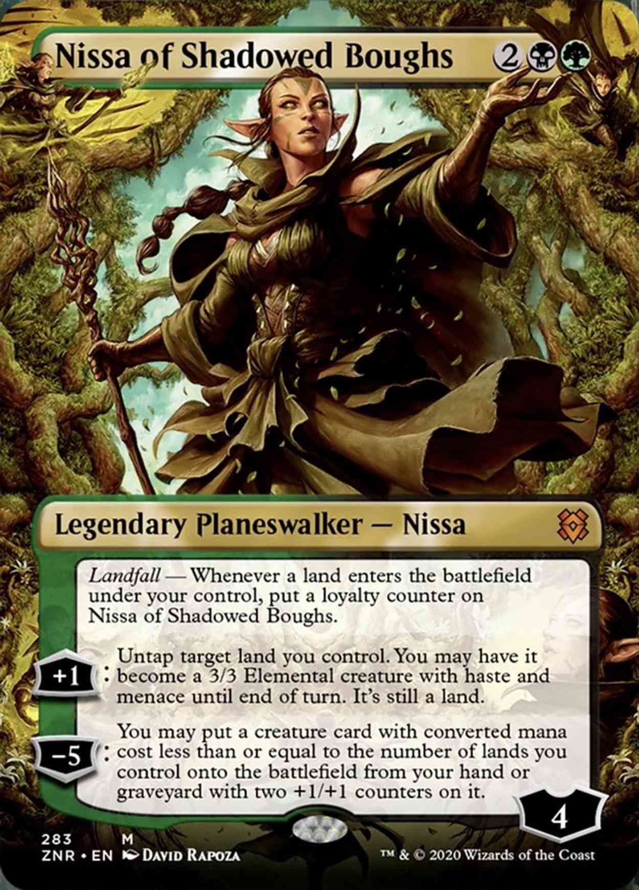 Nissa of Shadowed Boughs (Borderless) magic card front