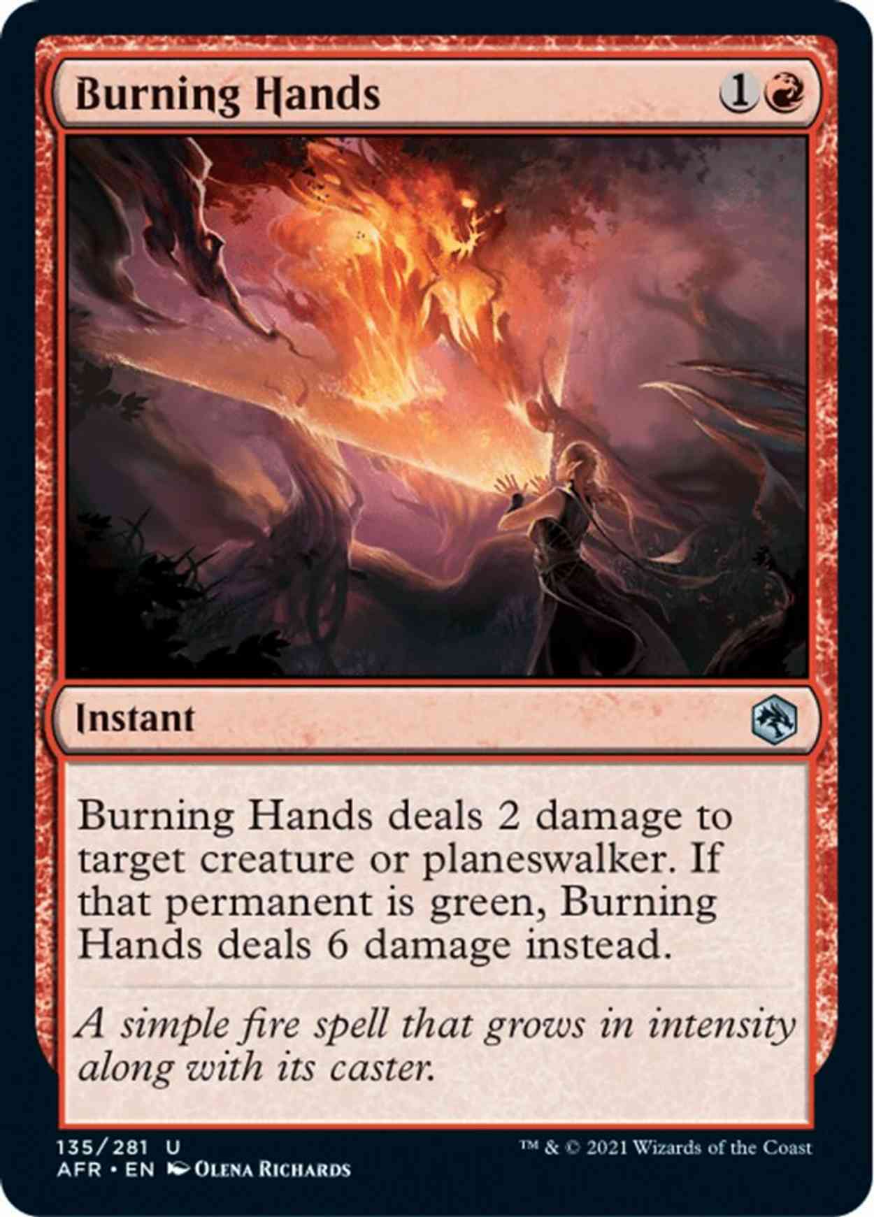 Burning Hands magic card front