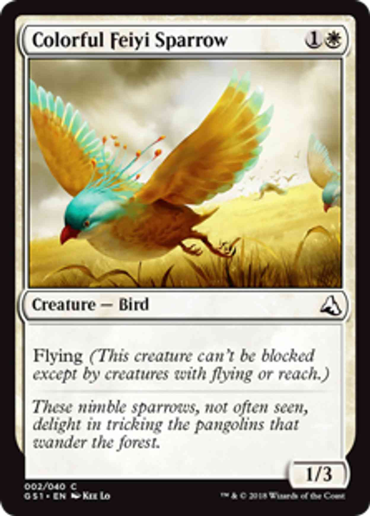 Colorful Feiyi Sparrow magic card front