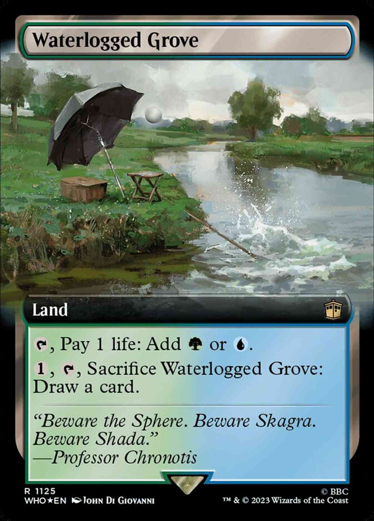 Waterlogged Grove (Extended Art) (Surge Foil) magic card front