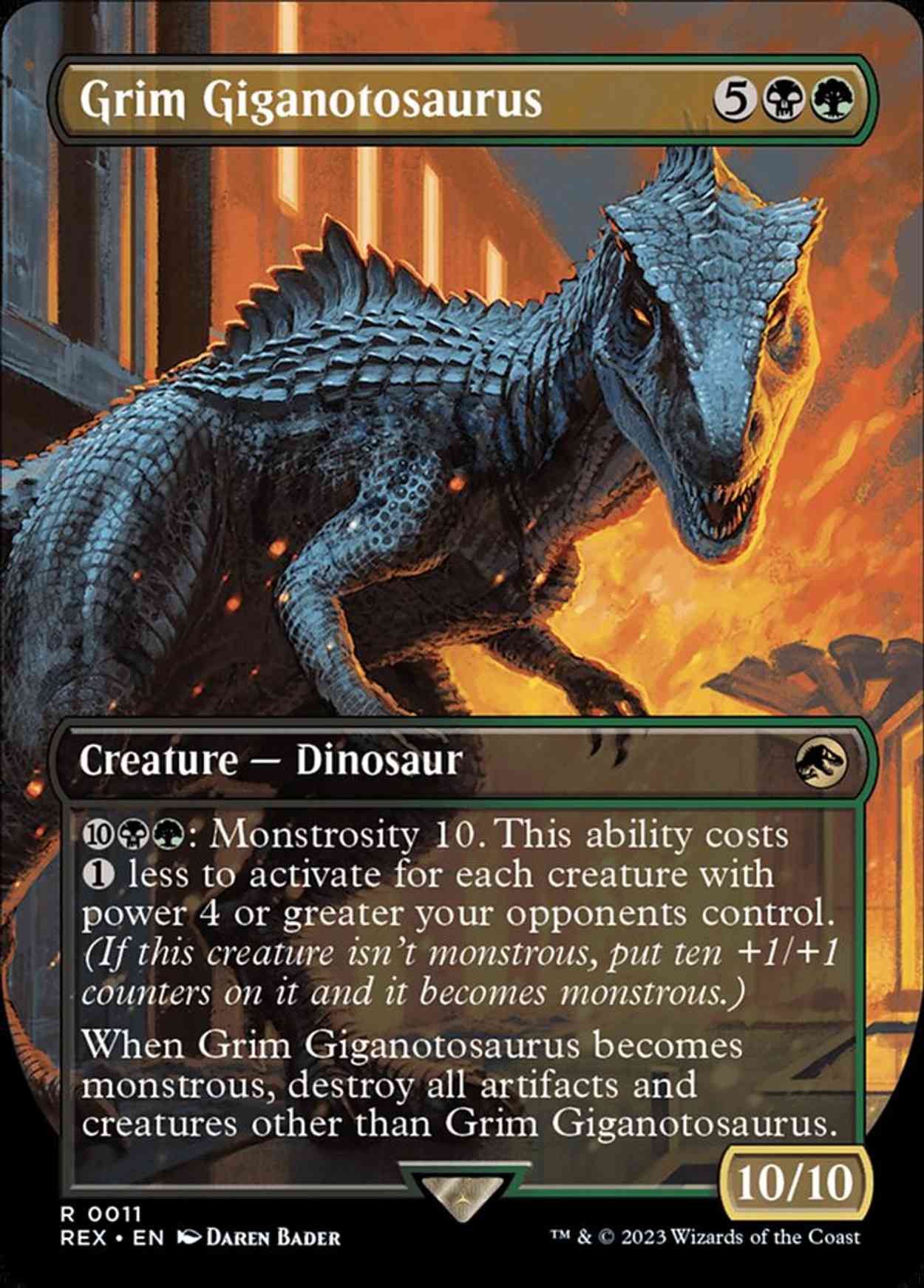 Grim Giganotosaurus (Borderless) magic card front