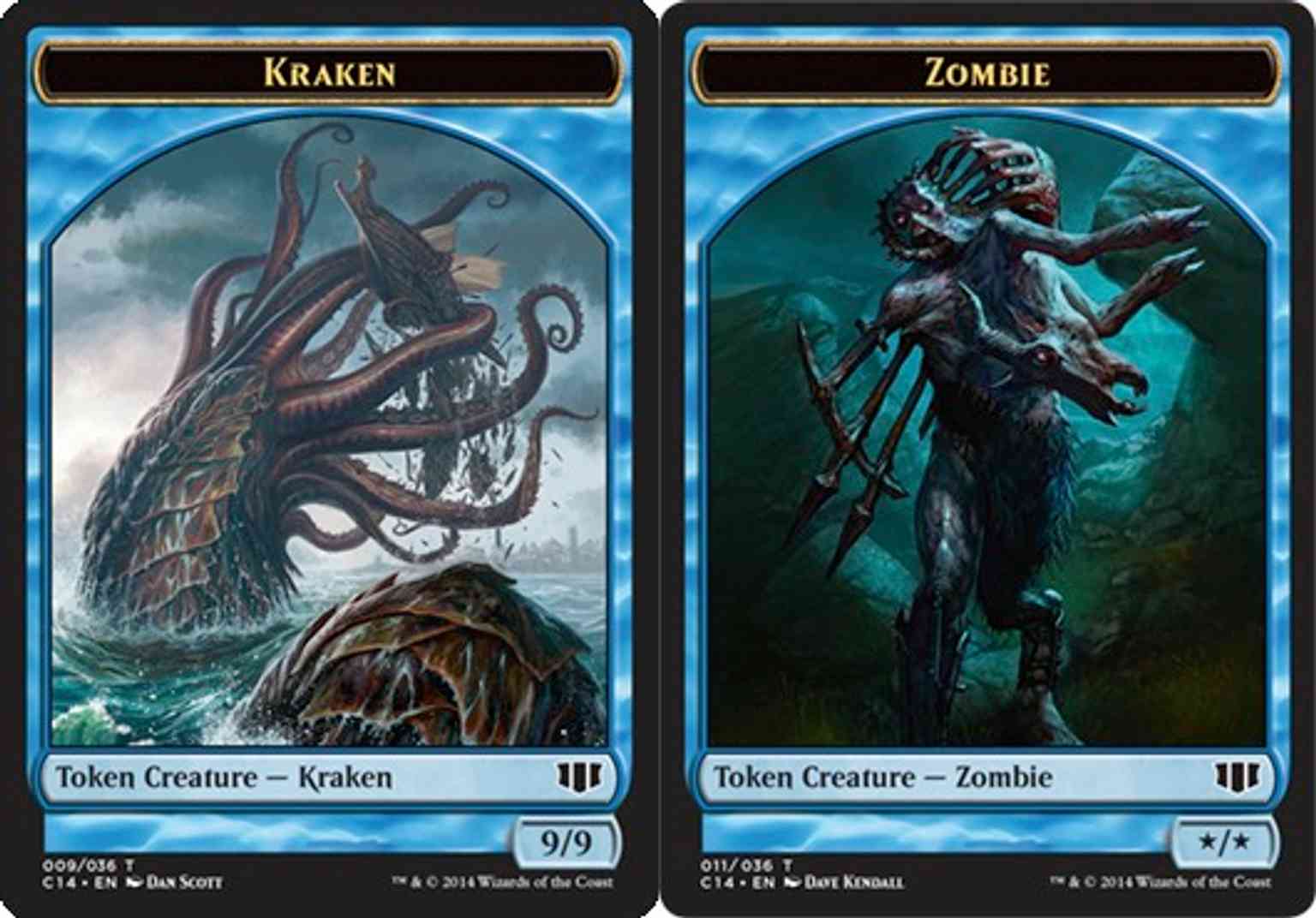 Kraken // Zombie (Blue) Double-sided Token magic card front