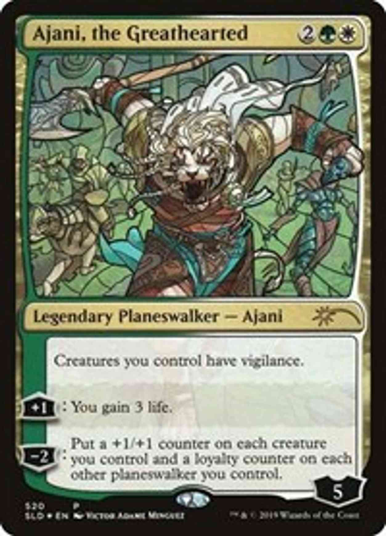 Ajani, the Greathearted (Stained Glass) magic card front