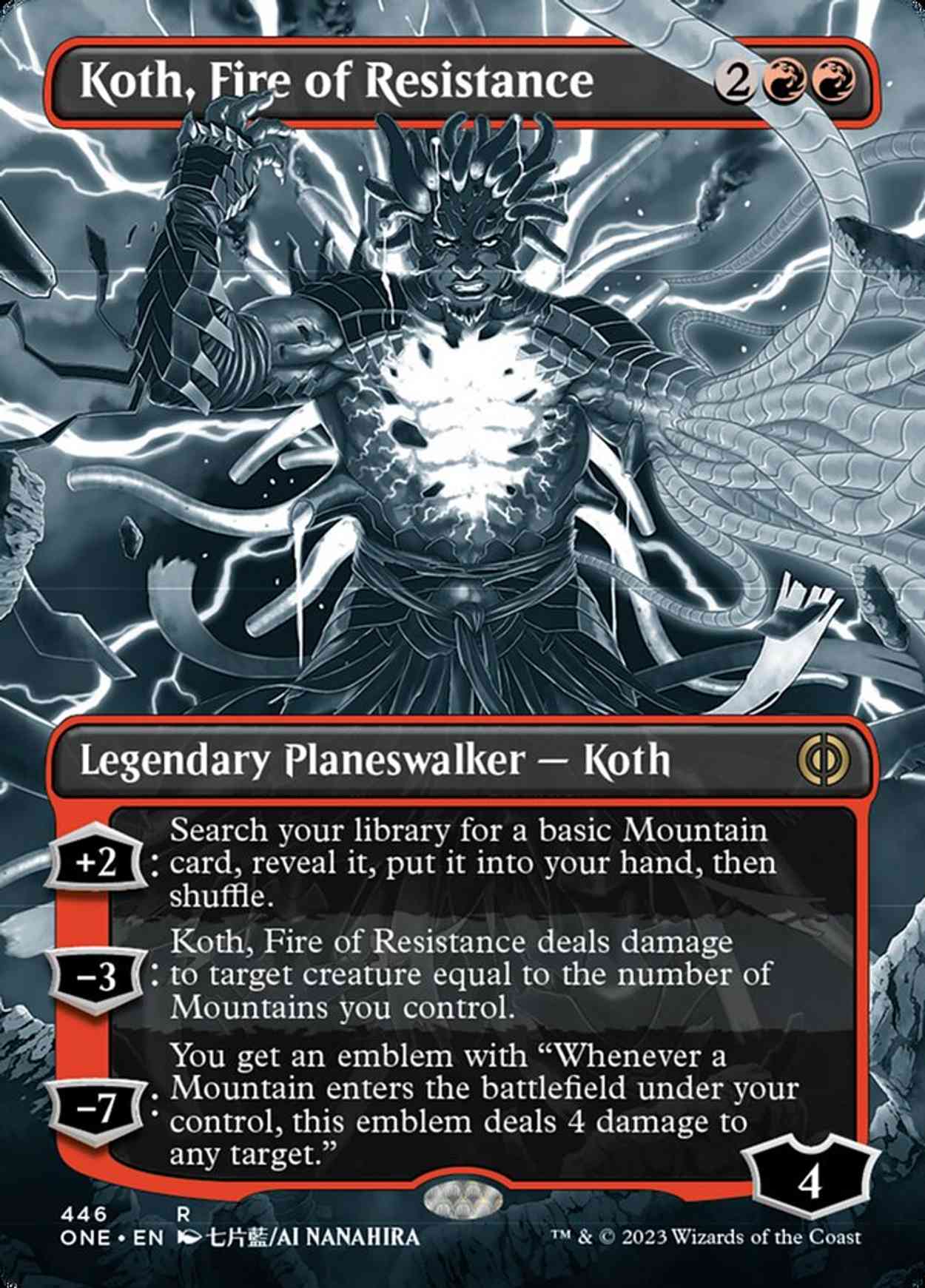 Koth, Fire of Resistance (Borderless) (Step-and-Compleat Foil) magic card front
