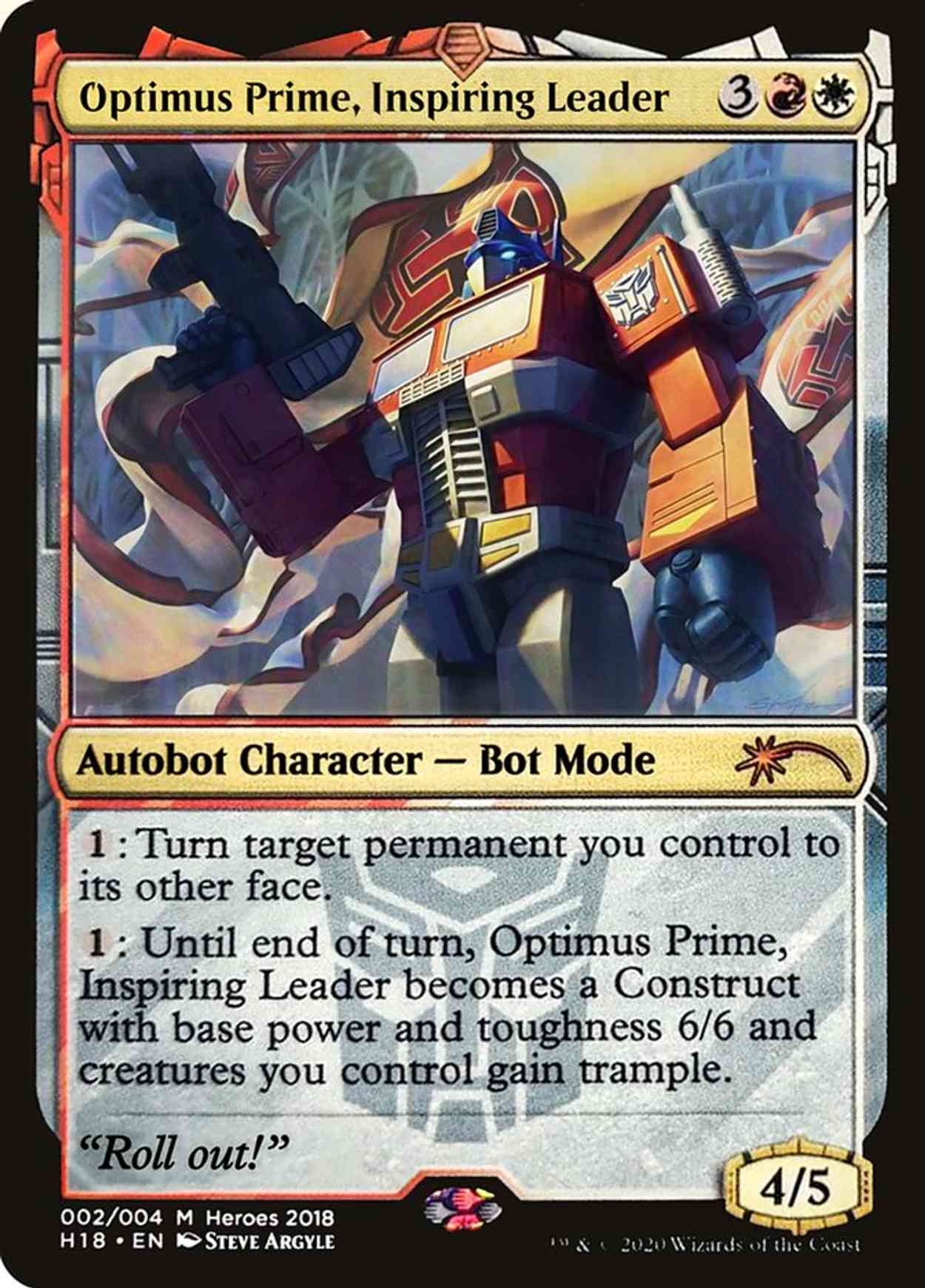 Optimus Prime, Inspiring Leader magic card front