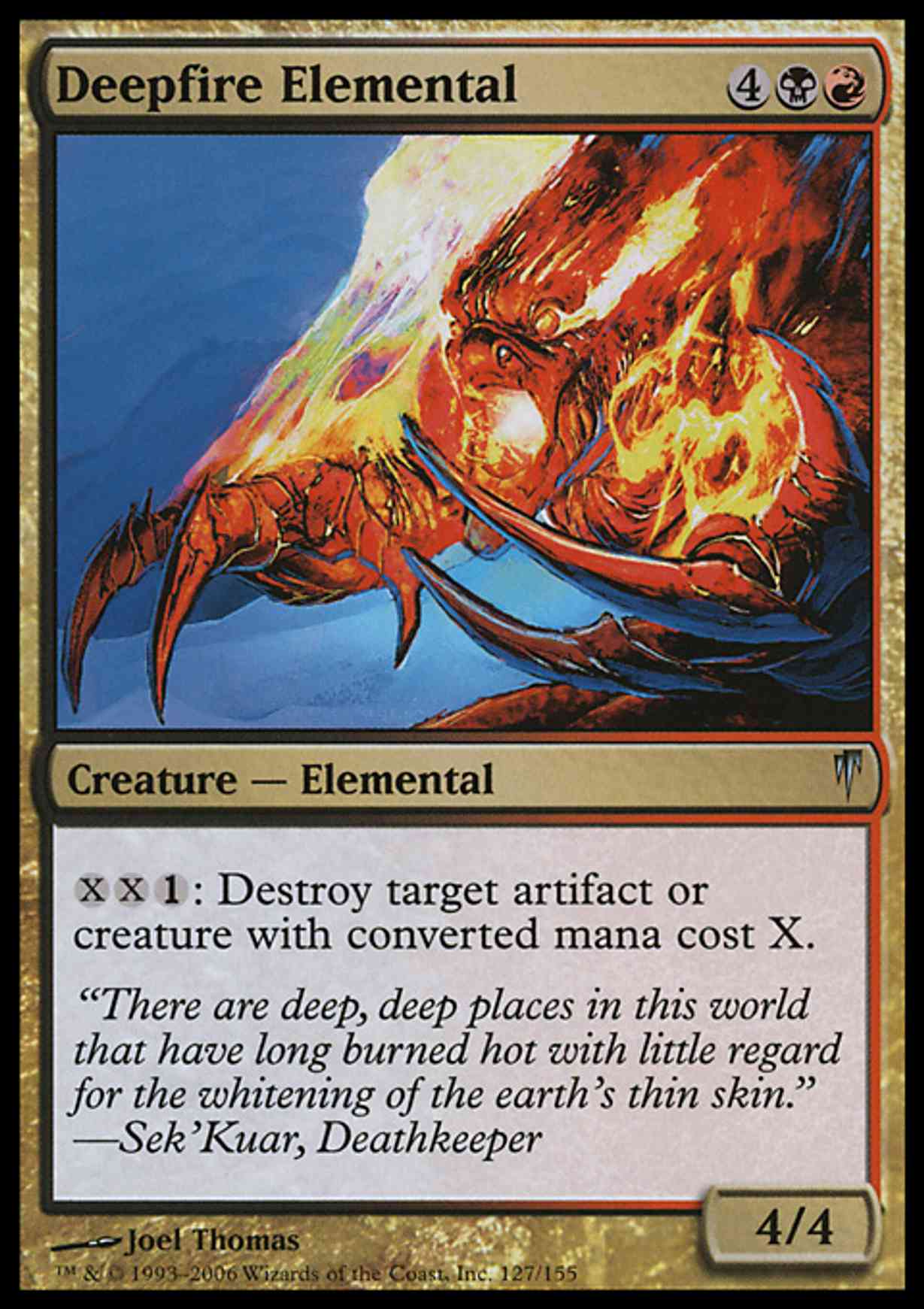 Deepfire Elemental magic card front