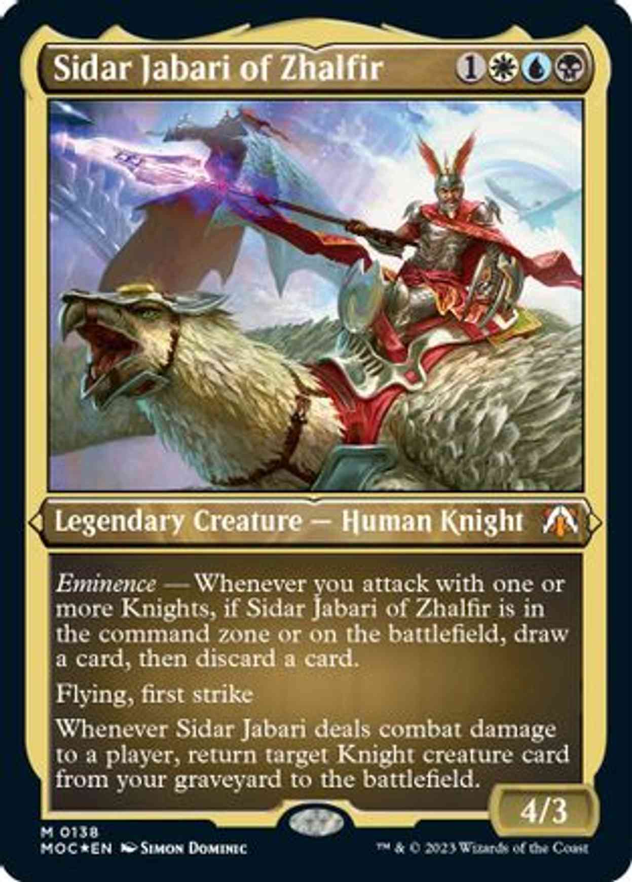 Sidar Jabari of Zhalfir (Display Commander) - Thick Stock magic card front