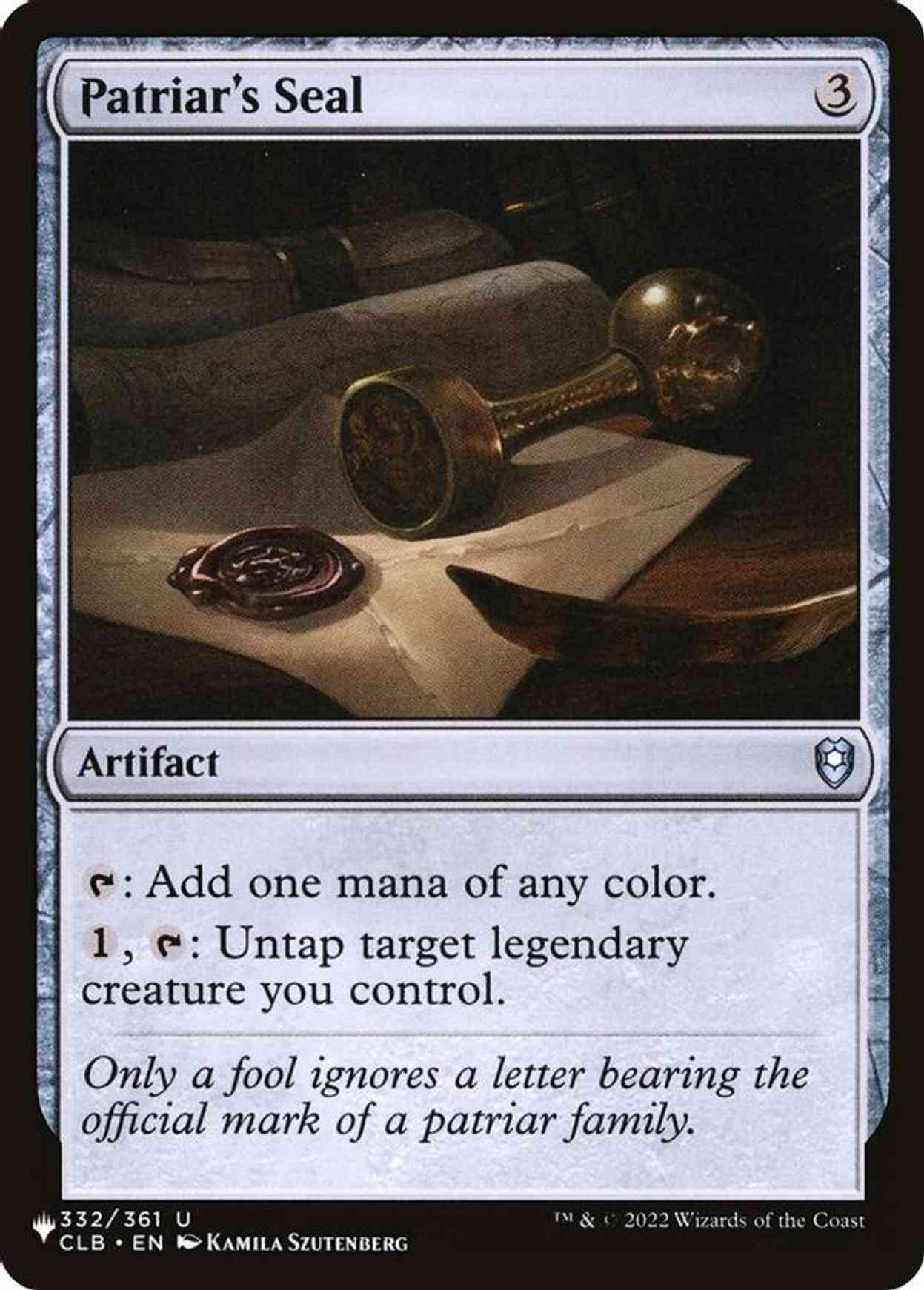 Patriar's Seal Price from mtg The List Reprints