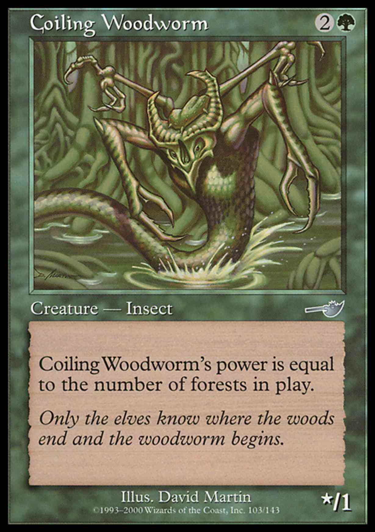 Coiling Woodworm magic card front
