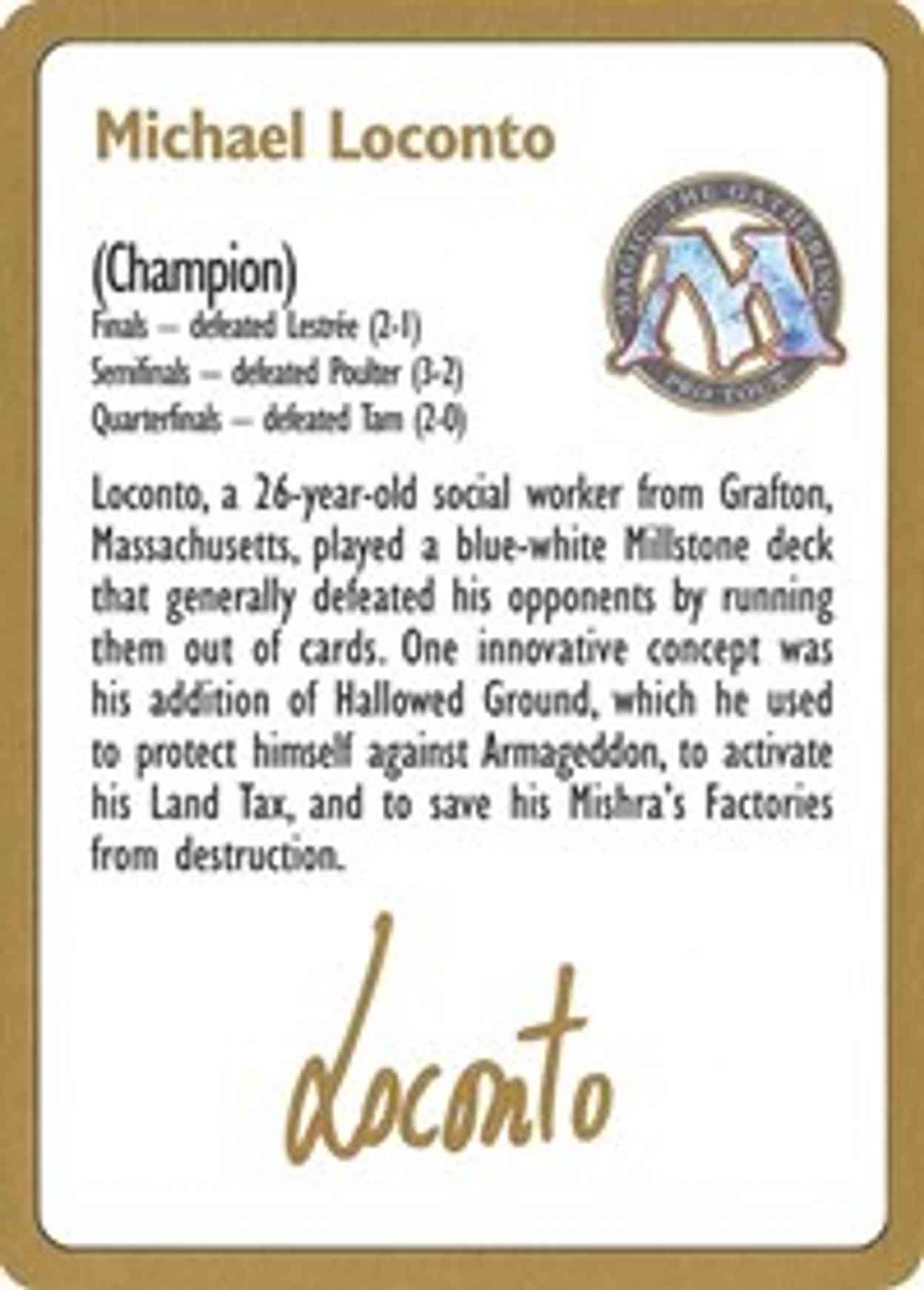 1996 Michael Loconto Biography Card magic card front