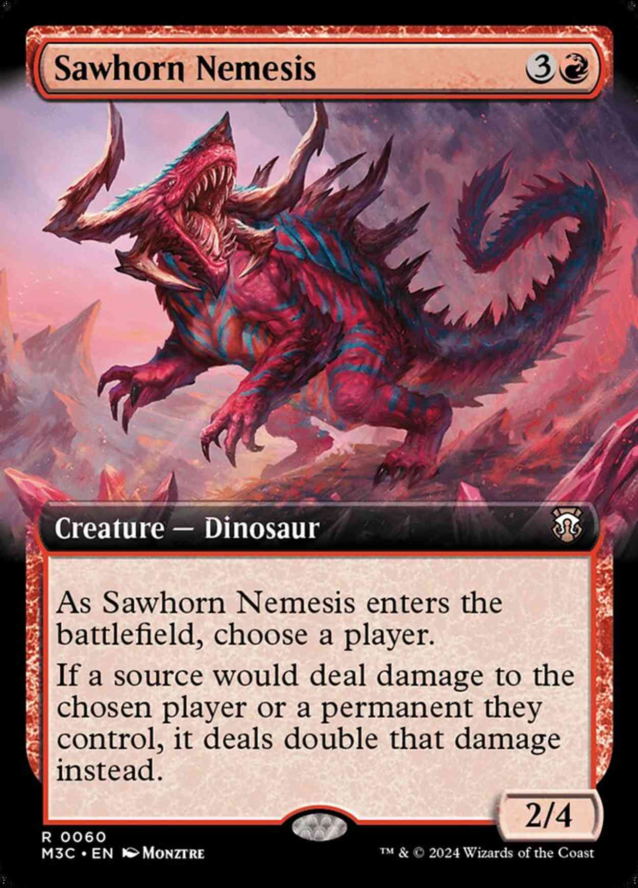 Sawhorn Nemesis (Extended Art) magic card front