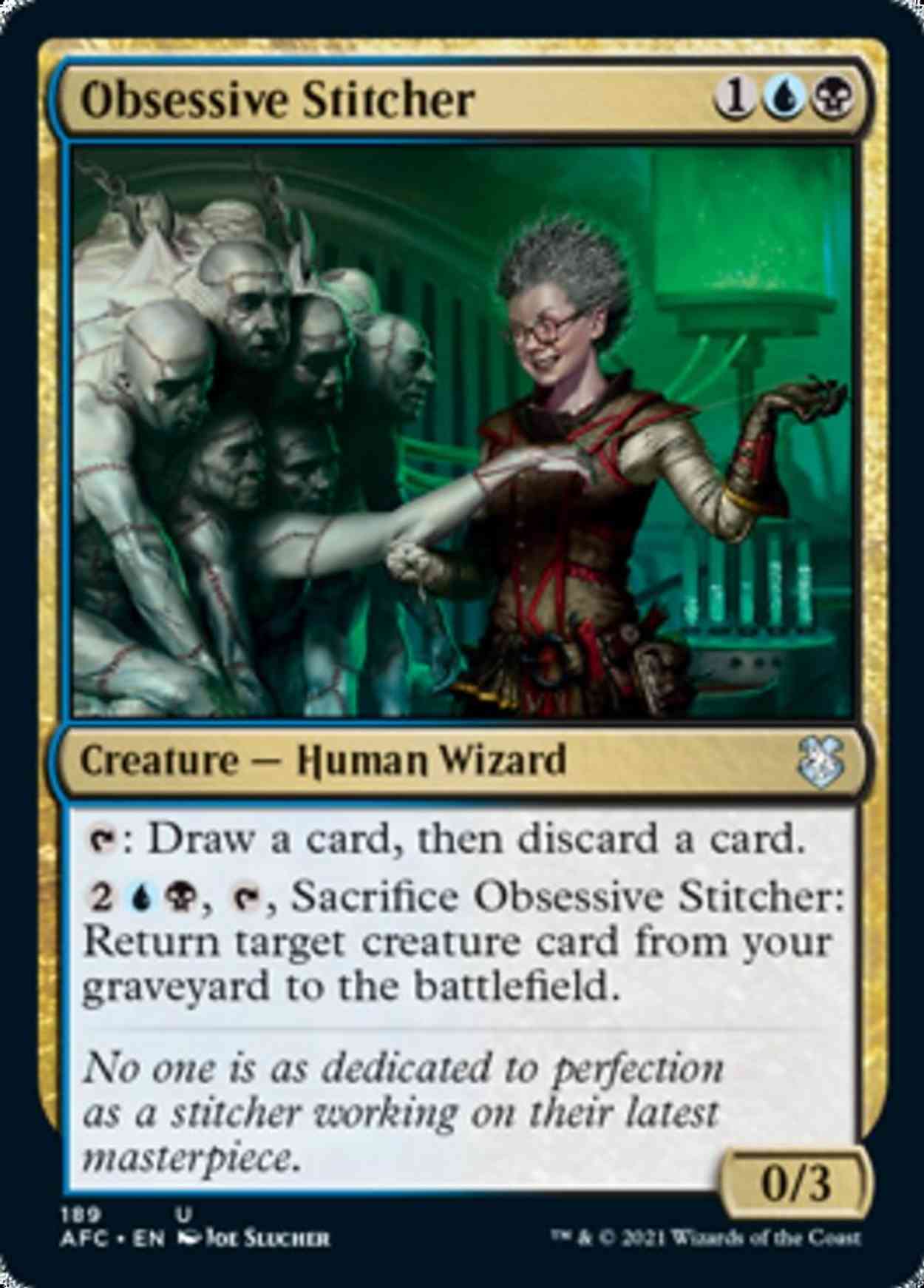 Obsessive Stitcher magic card front