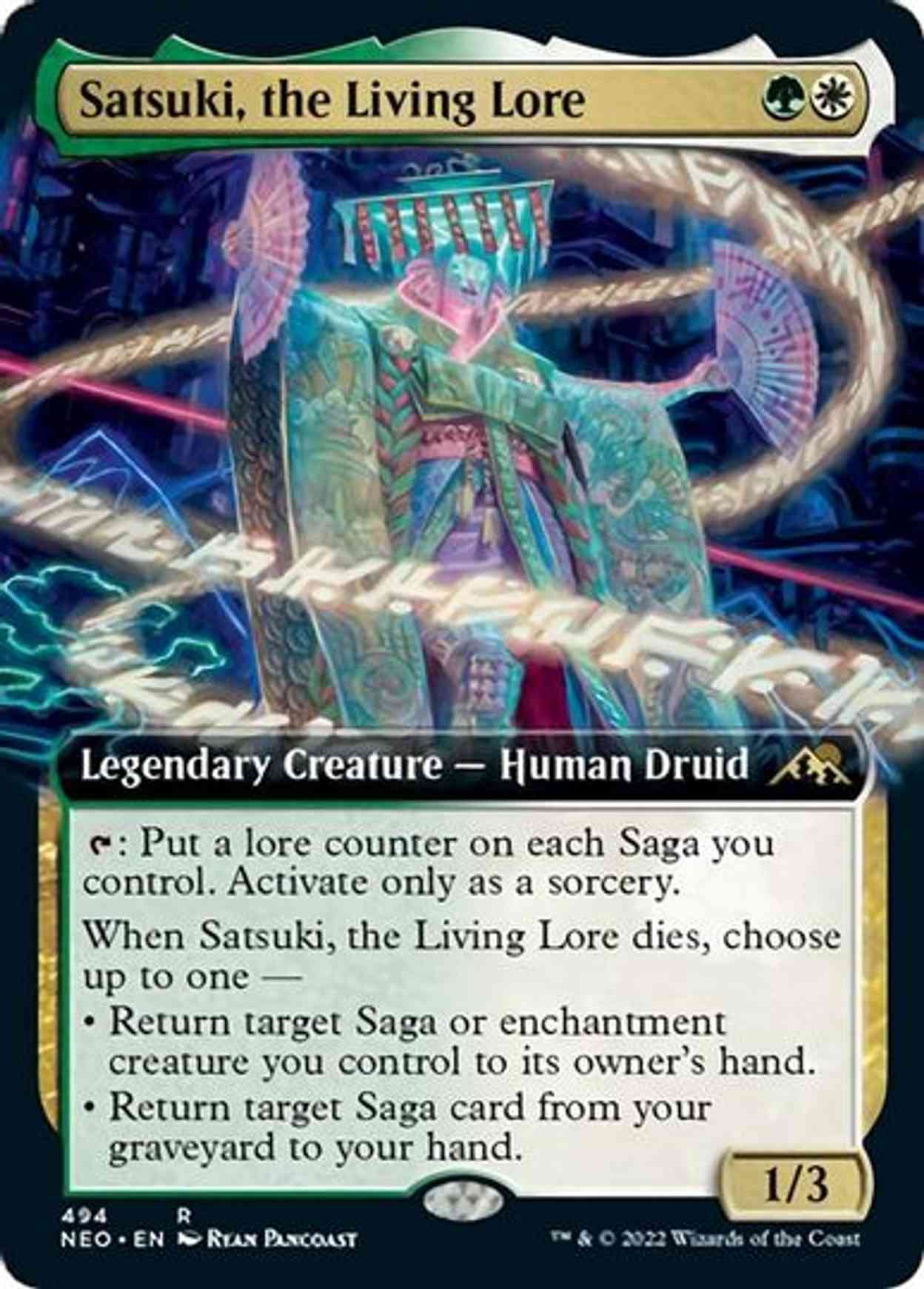 Satsuki, the Living Lore (Extended Art) magic card front
