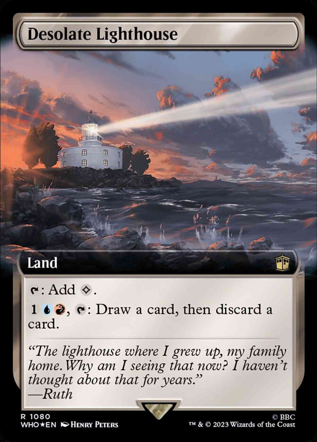 Desolate Lighthouse (Extended Art) (Surge Foil) magic card front