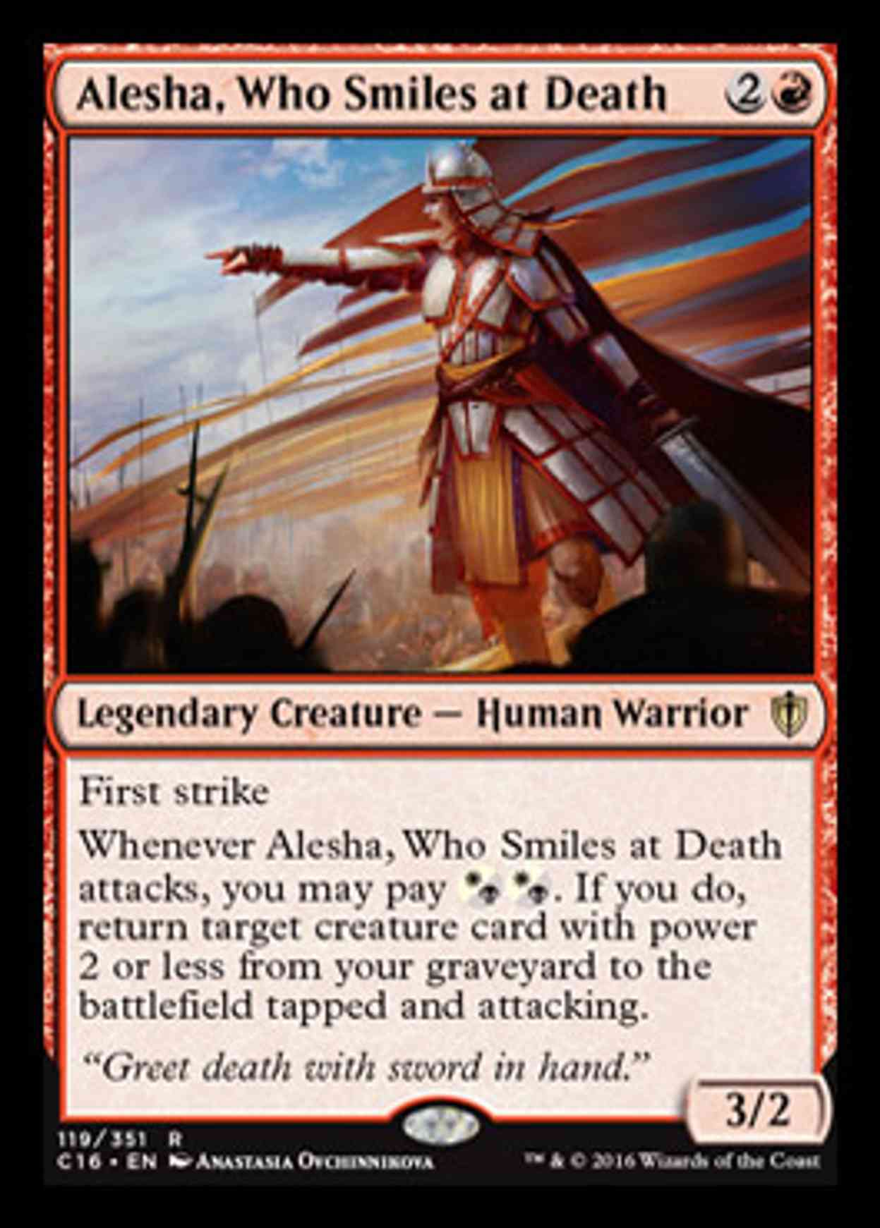 Alesha, Who Smiles at Death magic card front