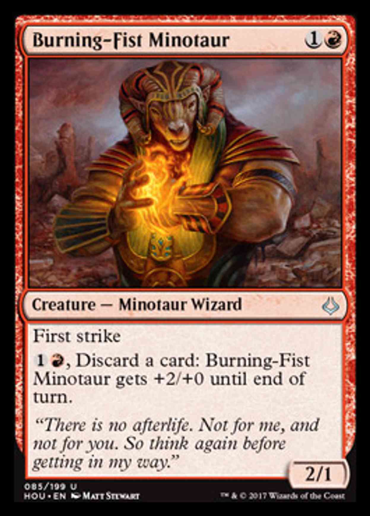 Burning-Fist Minotaur magic card front