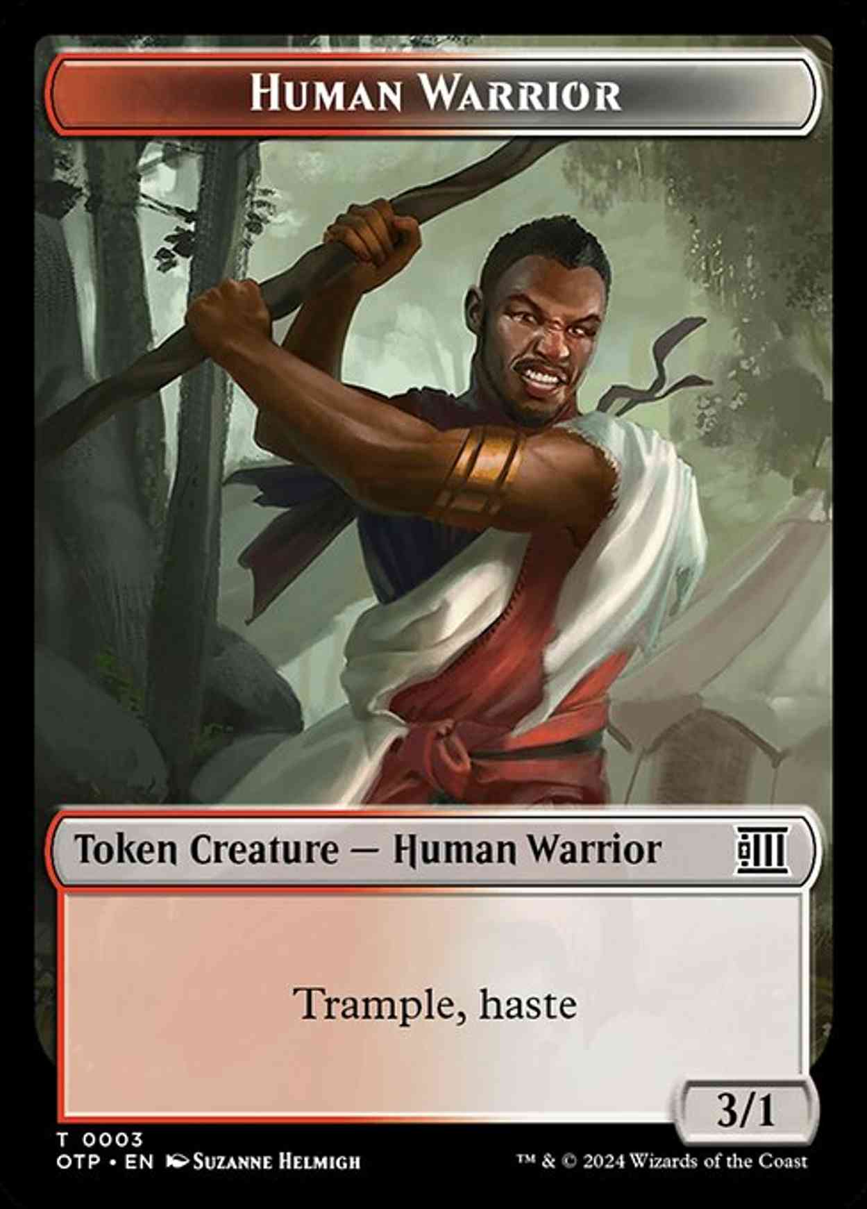 Human Warrior // Plot Double-Sided Token magic card front