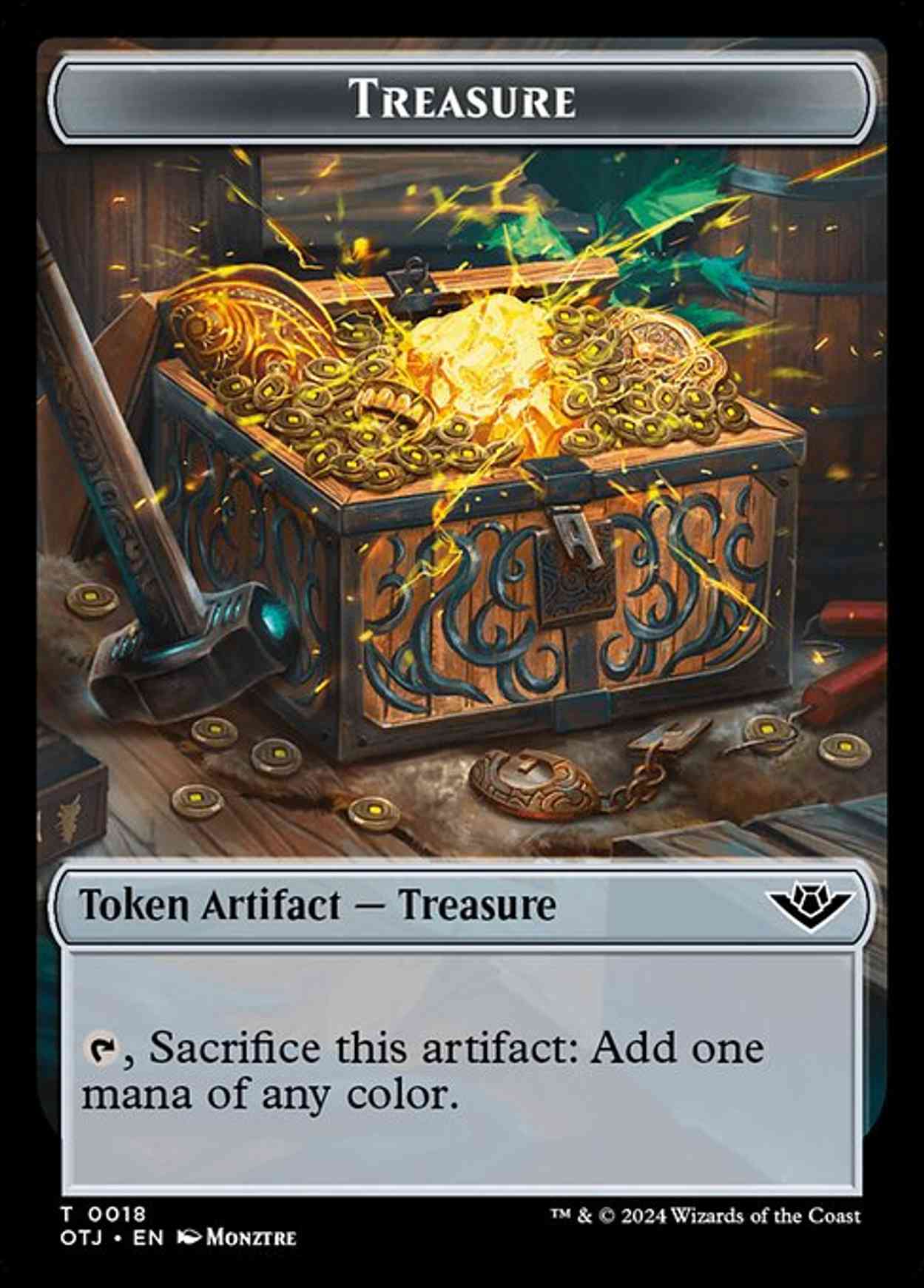 Treasure // Dinosaur Double-Sided Token magic card front