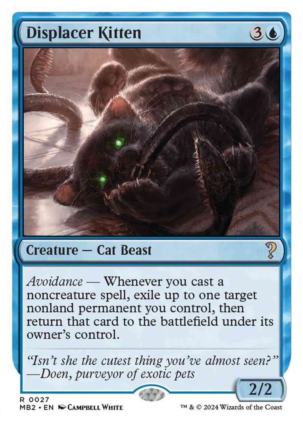 Displacer Kitten (White Border) magic card front