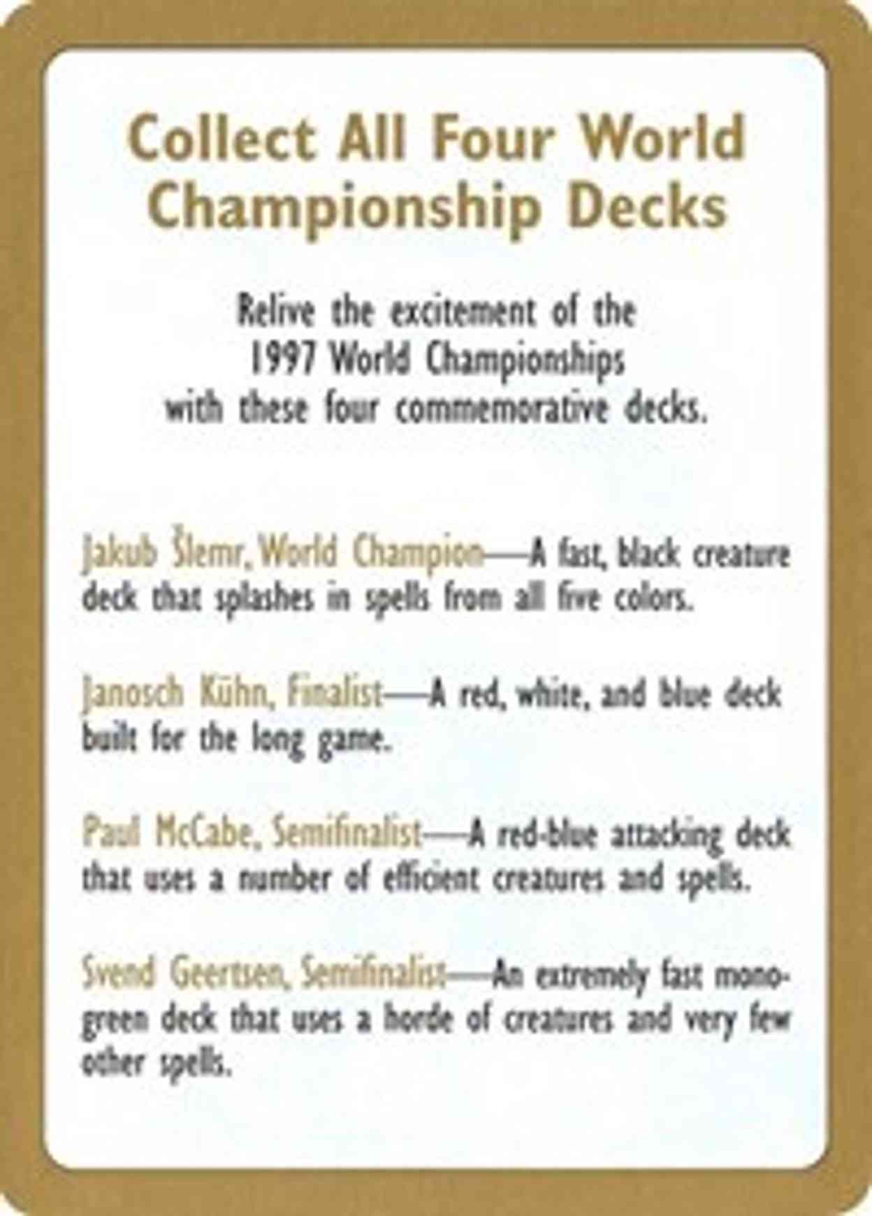 1997 World Championship Advertisement Card magic card front