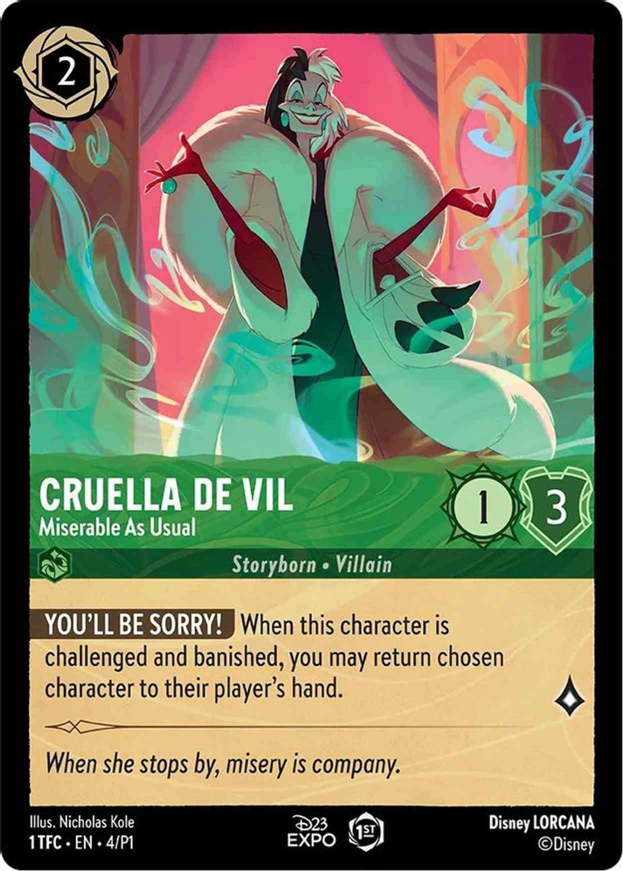 Cruella de Vil - Miserable As Usual magic card front