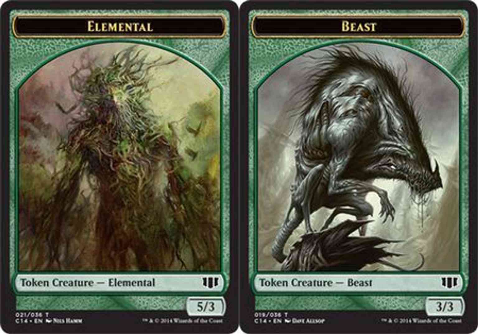 Elemental // Beast (3/3) Double-sided Token magic card front