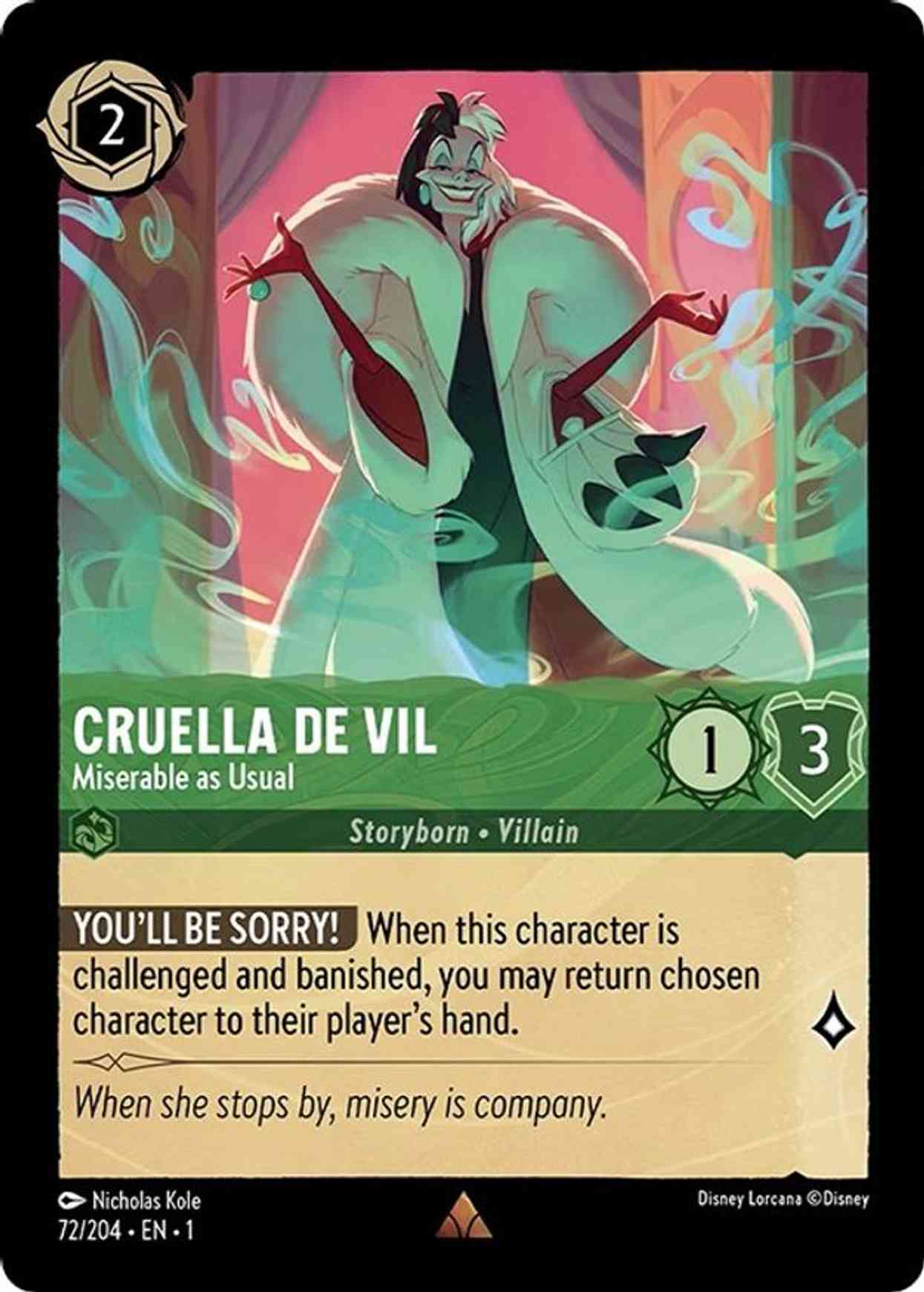 Cruella de Vil - Miserable as Usual magic card front