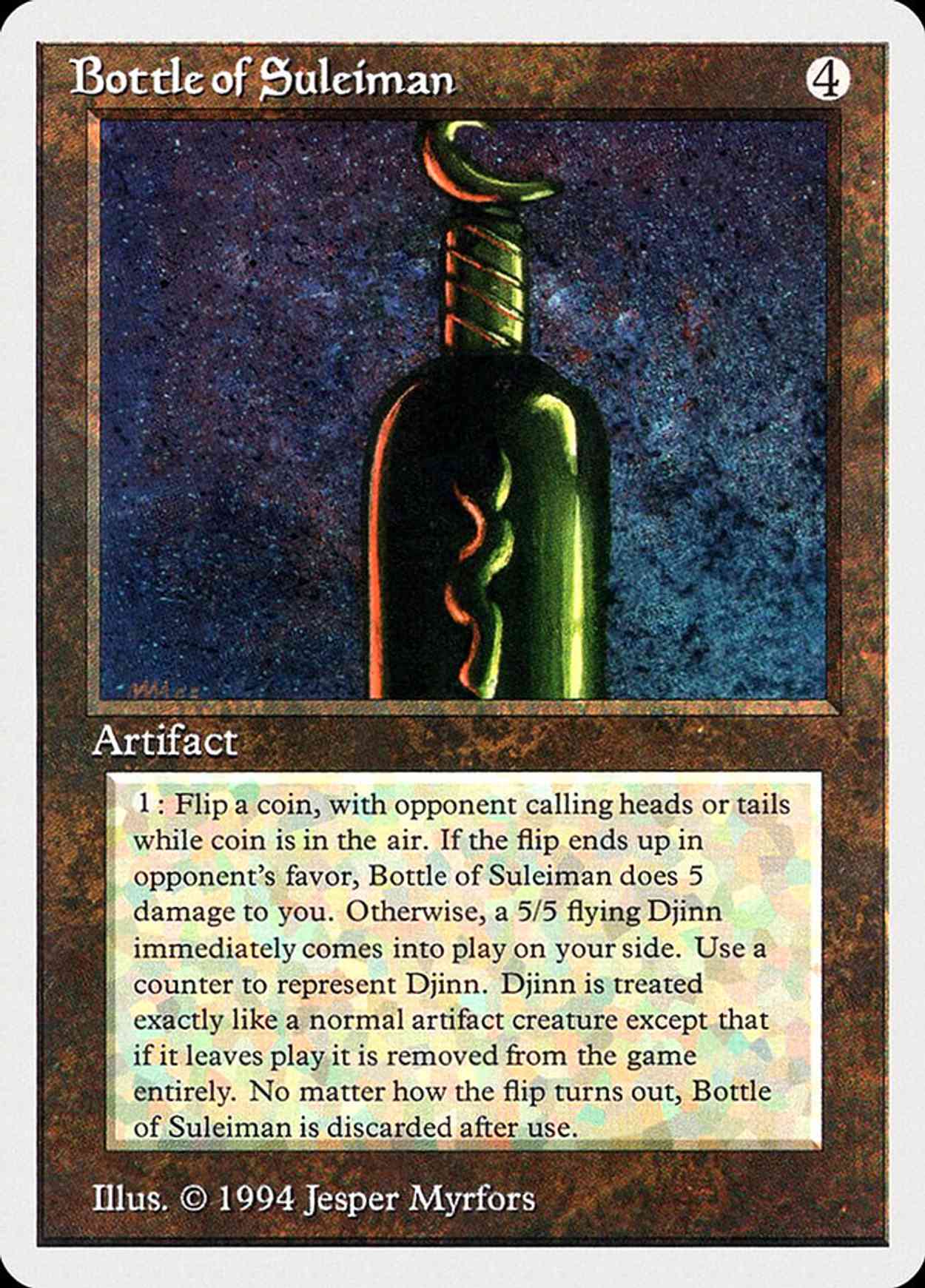Bottle of Suleiman magic card front