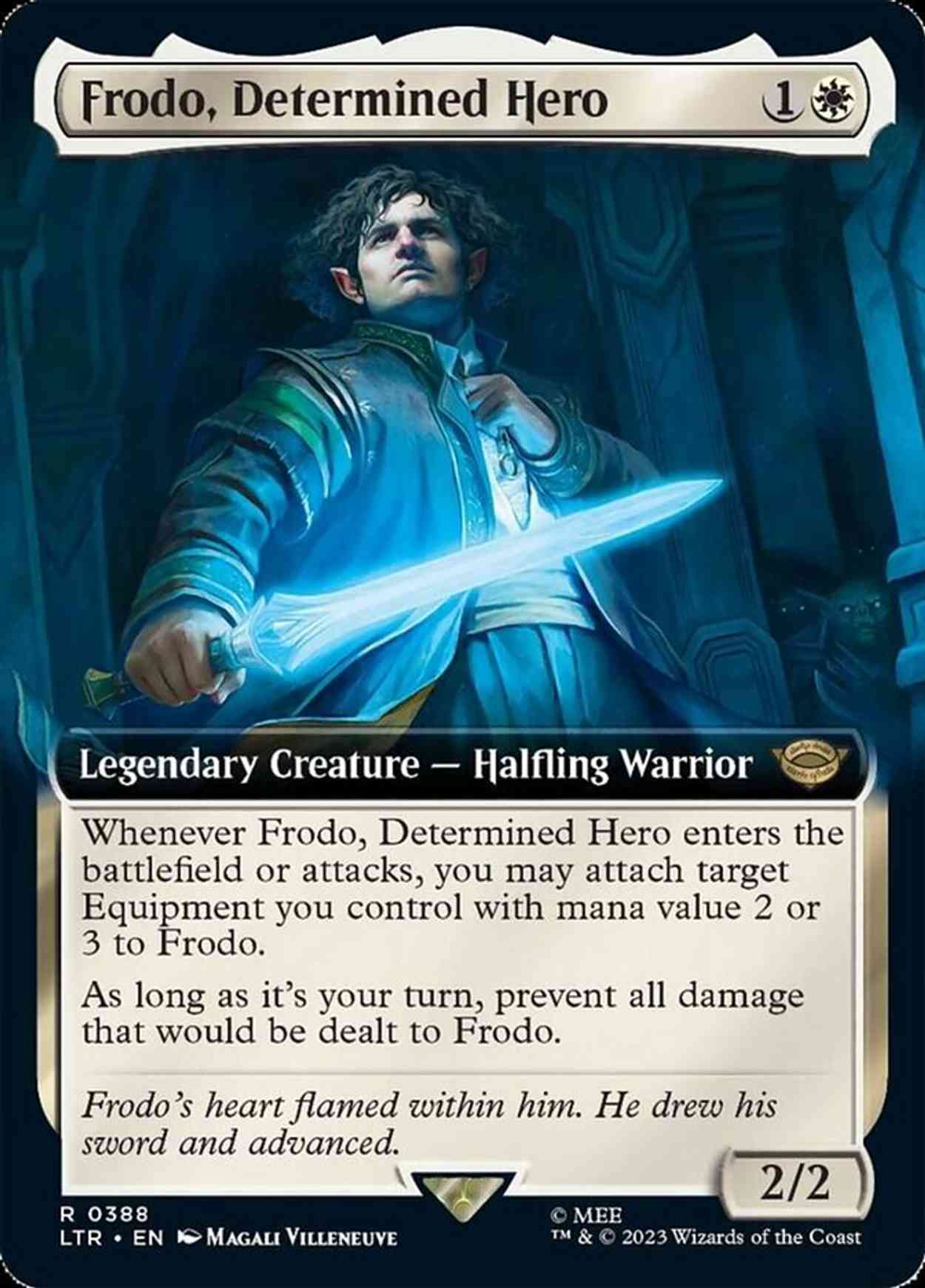 Frodo, Determined Hero (Extended Art) magic card front