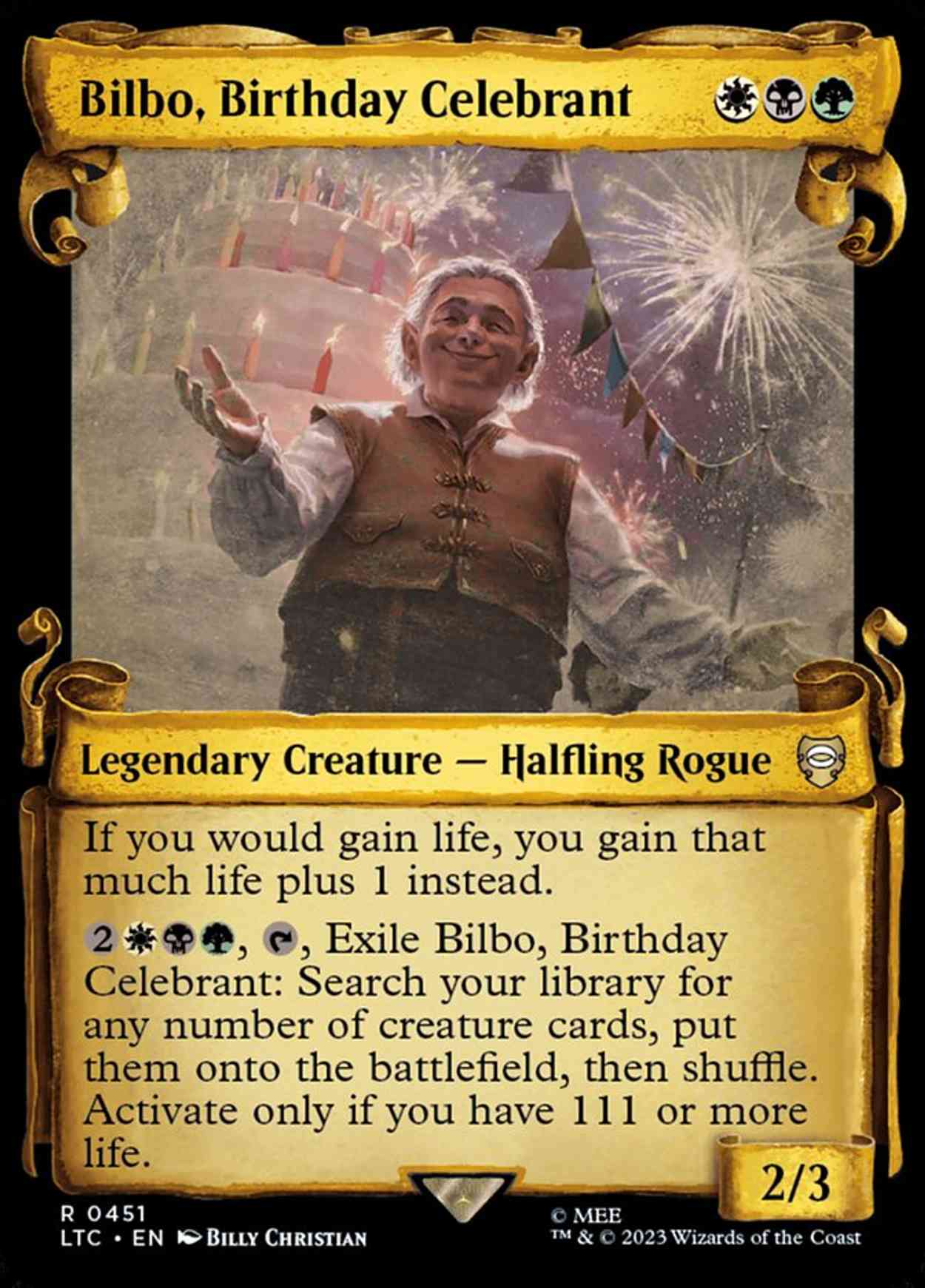 Bilbo, Birthday Celebrant (Showcase Scrolls) magic card front