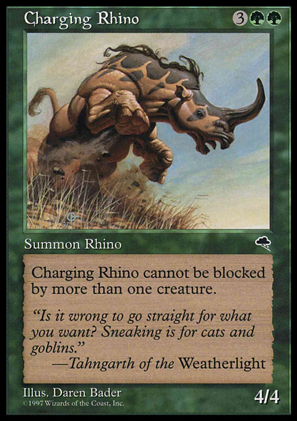 Charging Rhino magic card front