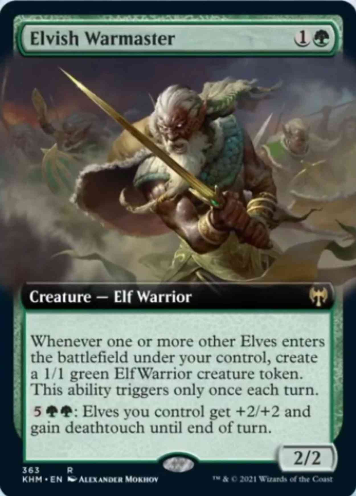 Elvish Warmaster (Extended Art) magic card front
