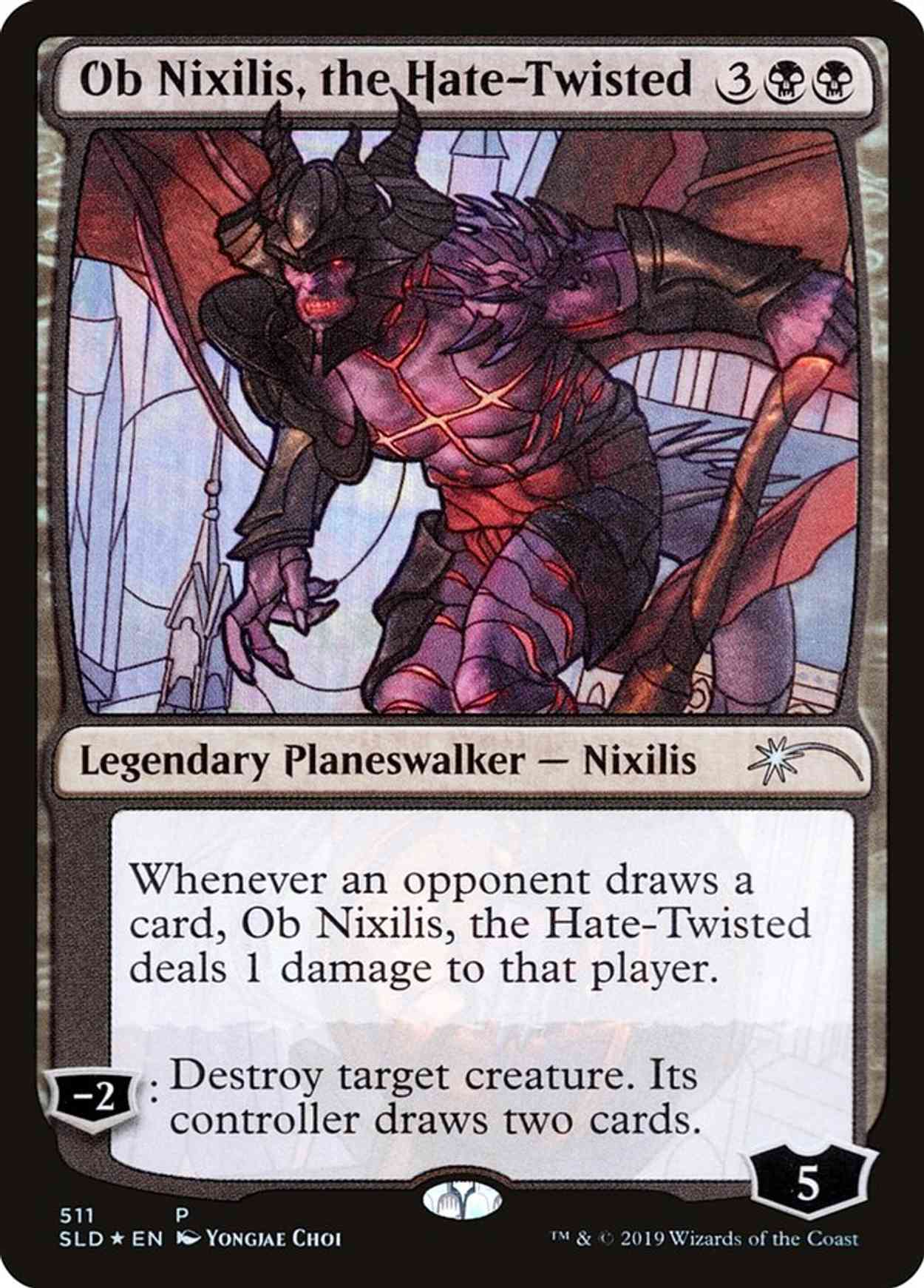 Ob Nixilis, the Hate-Twisted (Stained Glass) magic card front