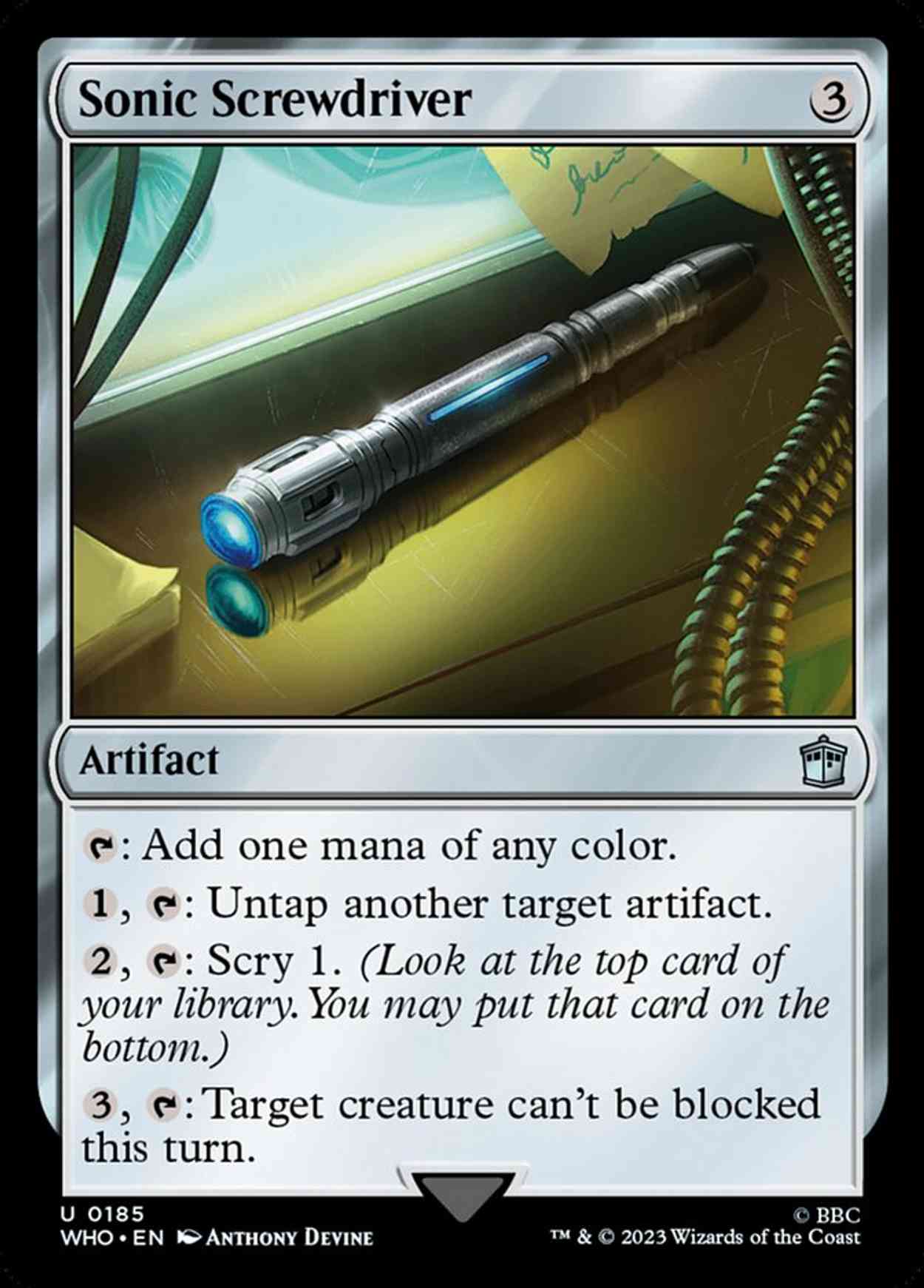 Sonic Screwdriver magic card front