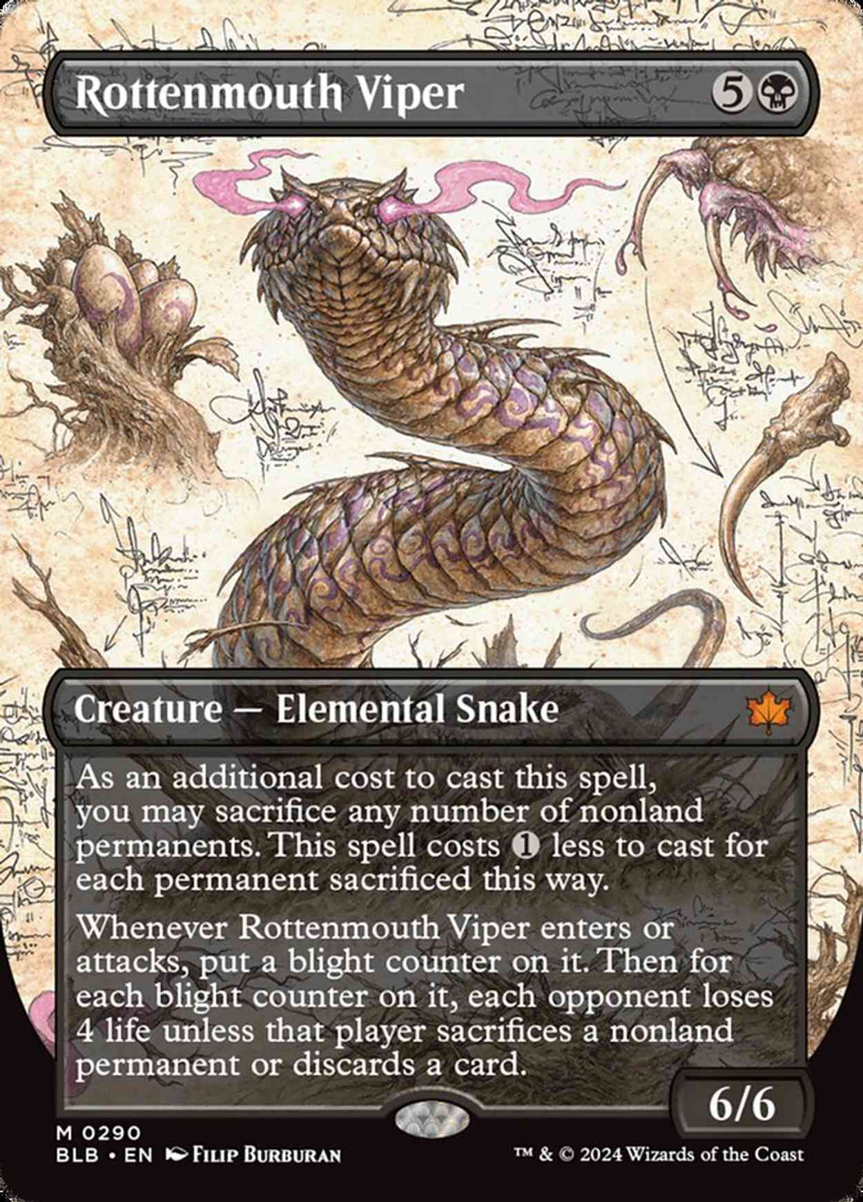 Rottenmouth Viper (Borderless) magic card front