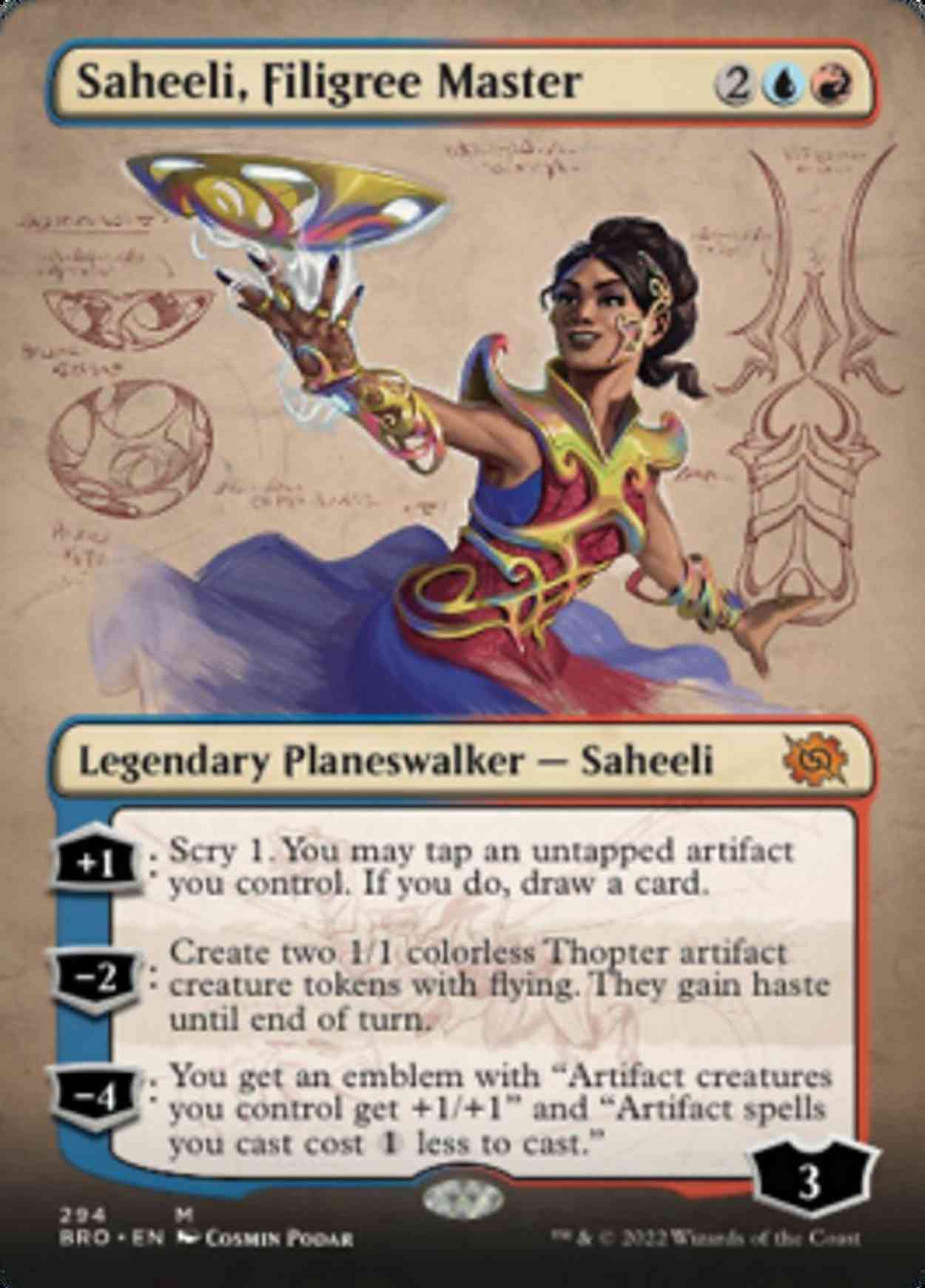 Saheeli, Filigree Master (Borderless) magic card front